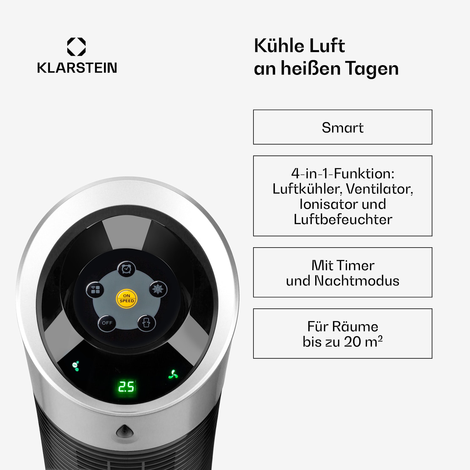 Skyscraper Ice 4-in-1 Luftkühler Ventilator 180 m³/h 30 W Oszillation mobil Fernbedienung 180 m³/h | Nein | Schwarz