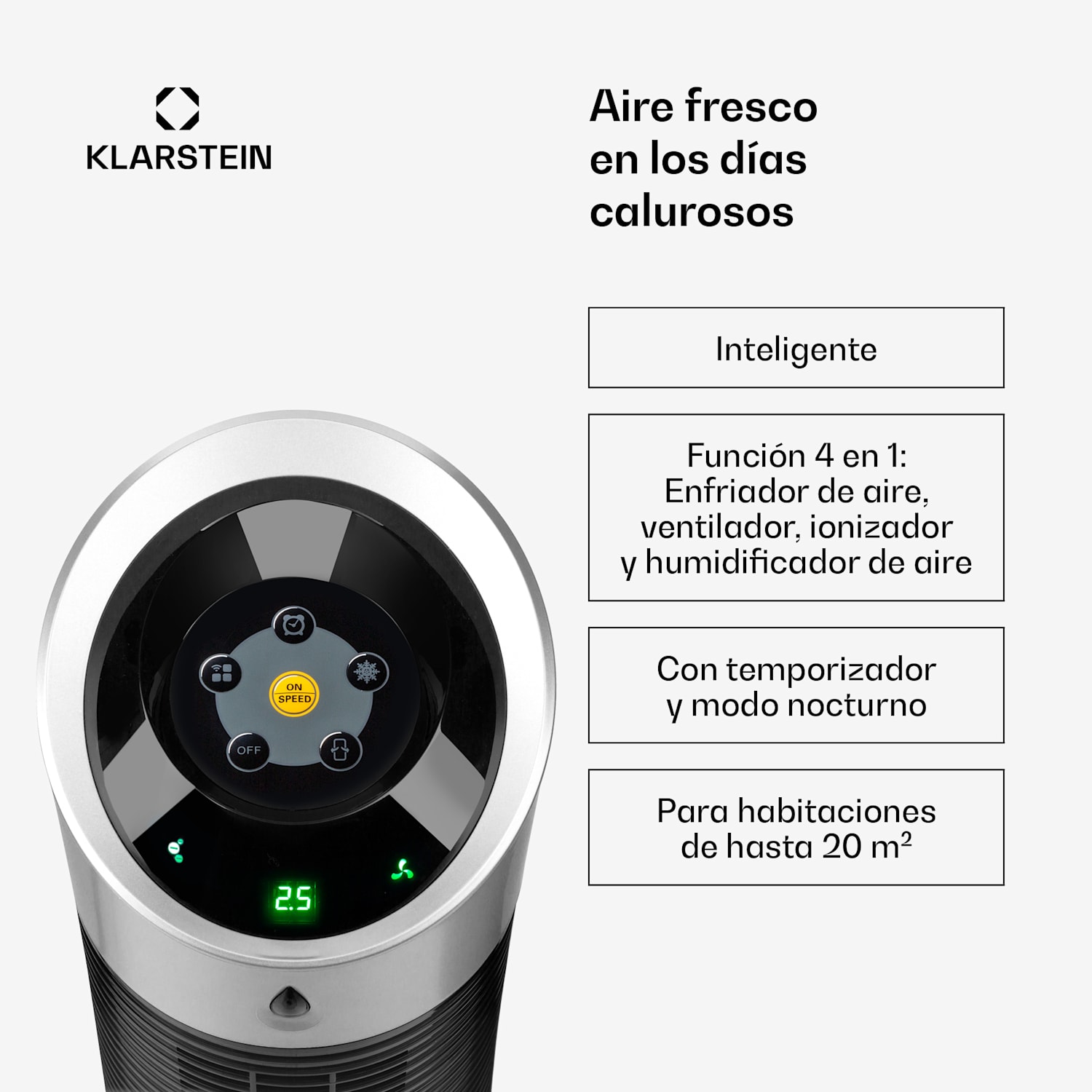 Skyscraper Ice enfriador de aire 4 en 1 ventilador 180 m³/h 30 W oscilación mando a distancia móvil 180 m³/h | Ne | Negro