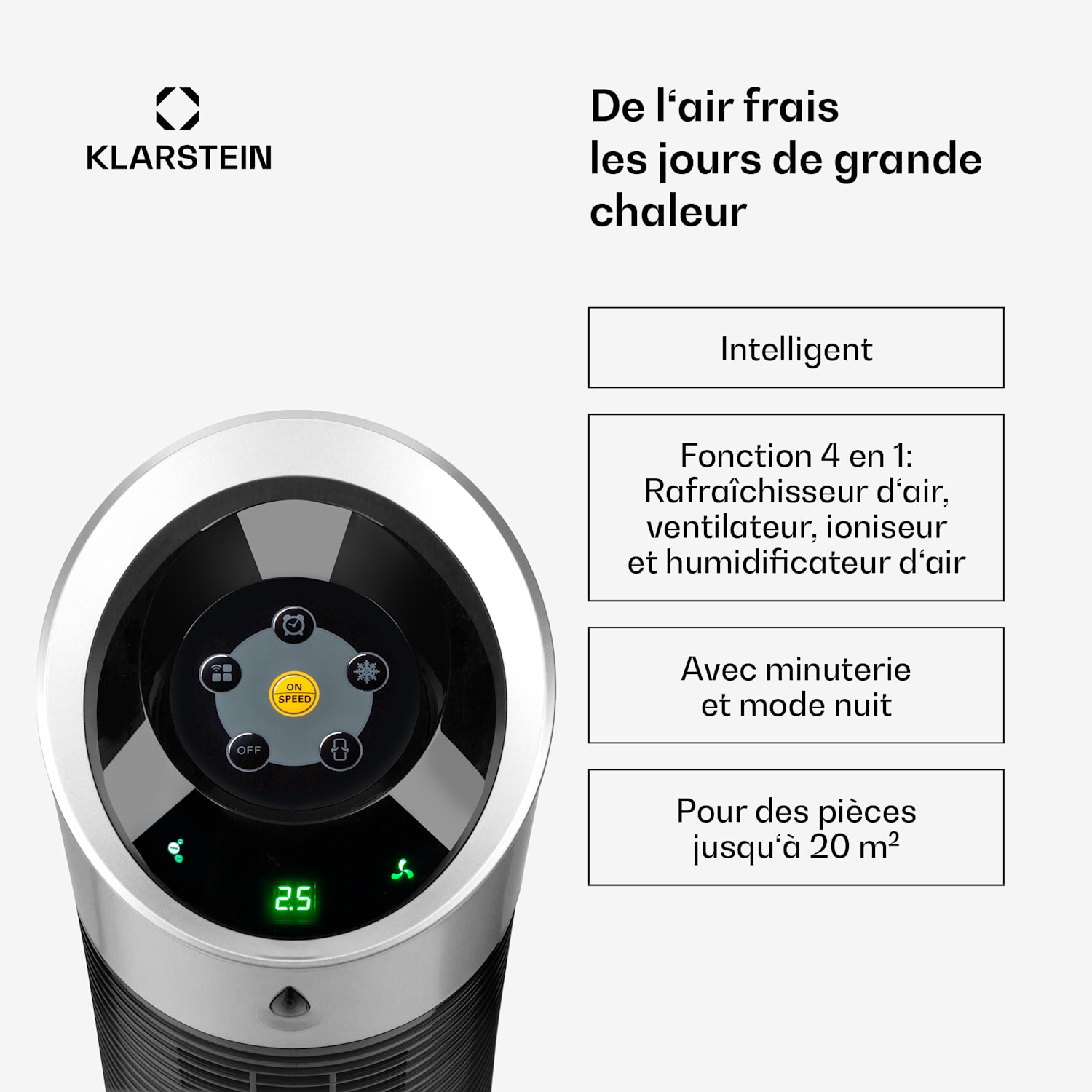 Skyscraper Ice 4-in-1 Rafraîchisseur d'air et  Ventilateur 180 m³/h 30 W Oscillation mobile Télécommande 180 m³/h | Non | Crna
