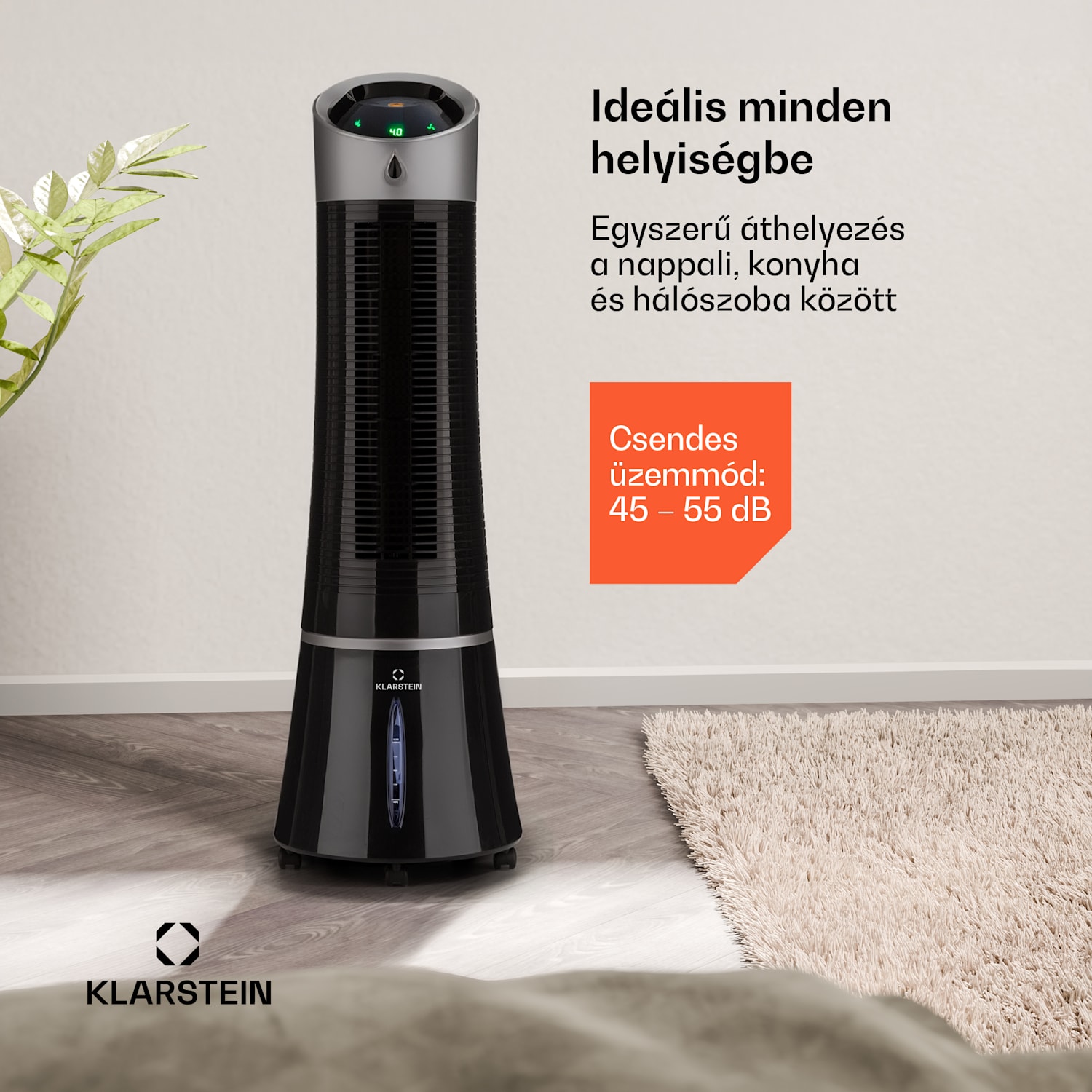 Skyscraper Ice 4 az 1-ben, léghűtő, ventilátor, 180 m³/h, 45 W, oszcilláció, mobil távirányítóval 180 m³/h | Nem | Fekete