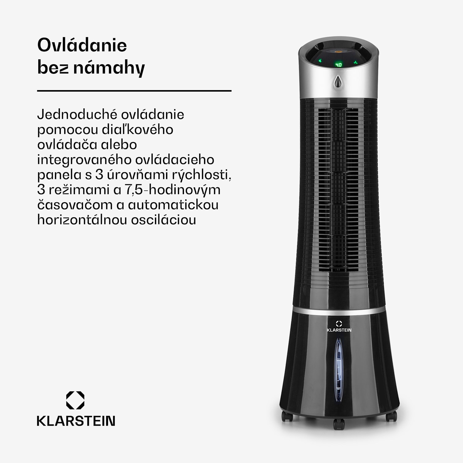 Skyscraper Ice, 4 v 1 ochladzovač vzduchu, ventilátor, čistička vzduchu, zvlhčovač, 45 W, 180 m³/h, oscilácia, mobilný, diaľkové ovládanie 