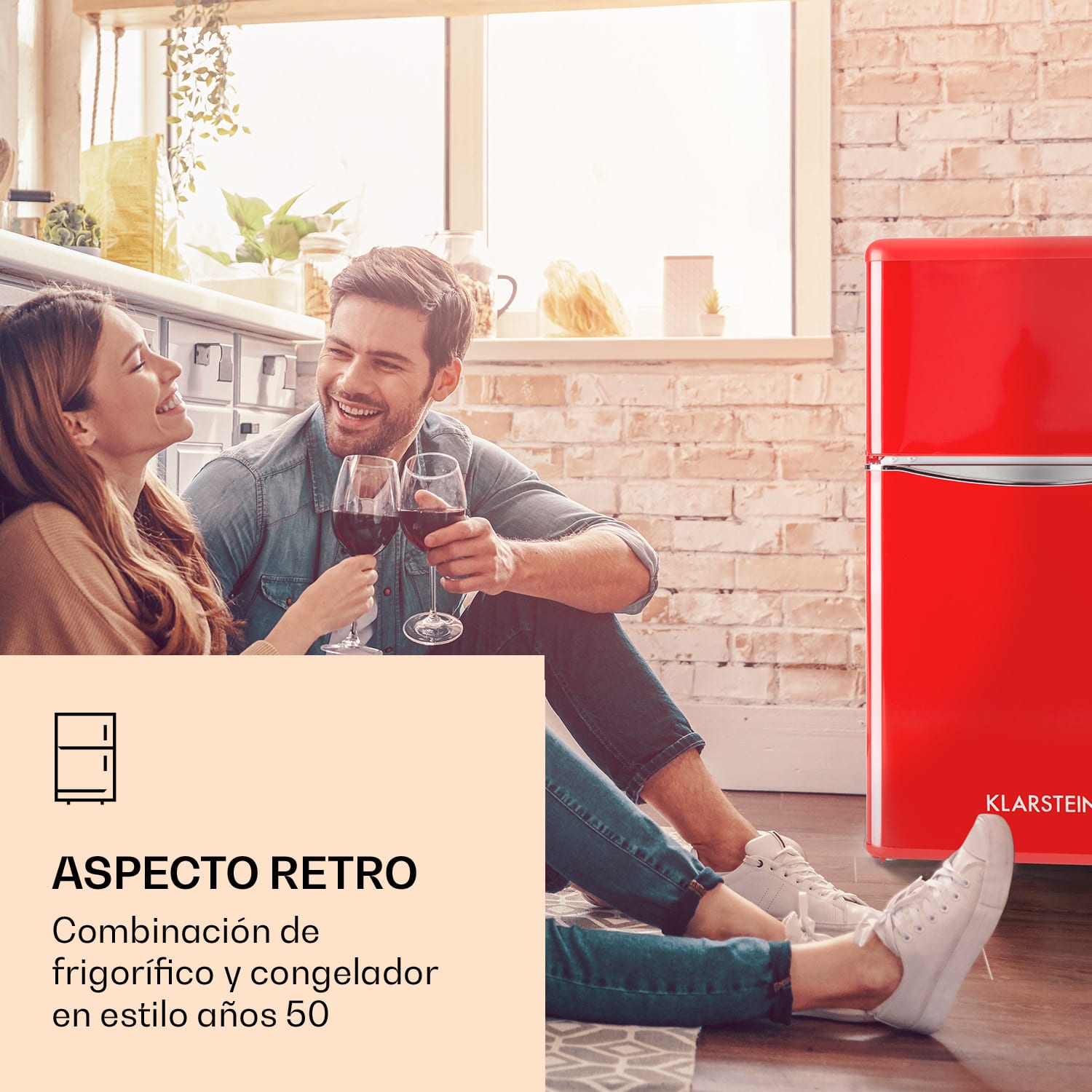 Combi frigorífico y congelador Monroe 61/24 litros 0 - 10 °C 70 vatios Rojo