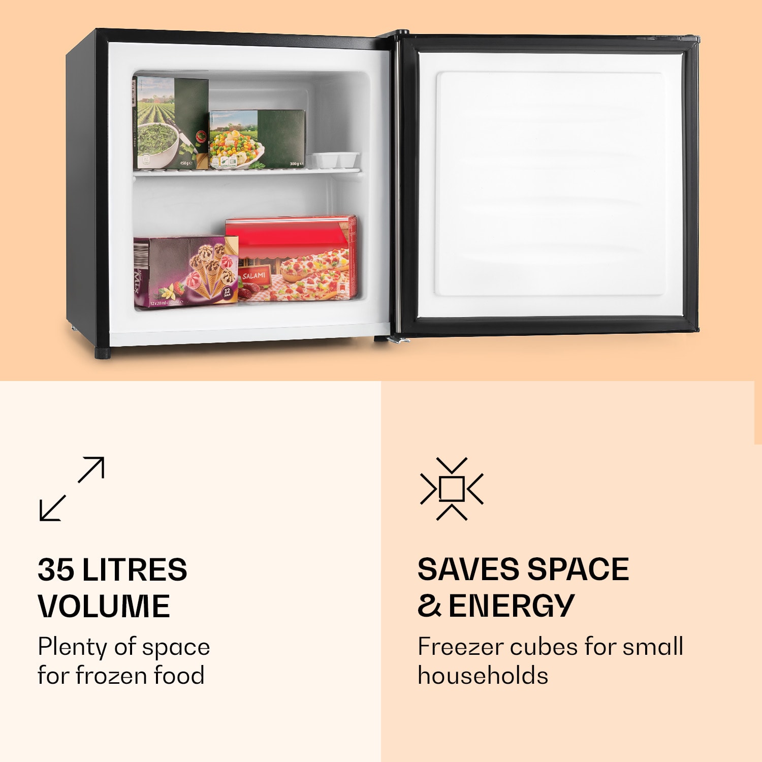 GARFIELD, 65W, congelator, 35L, oțel F Argintiu | 35