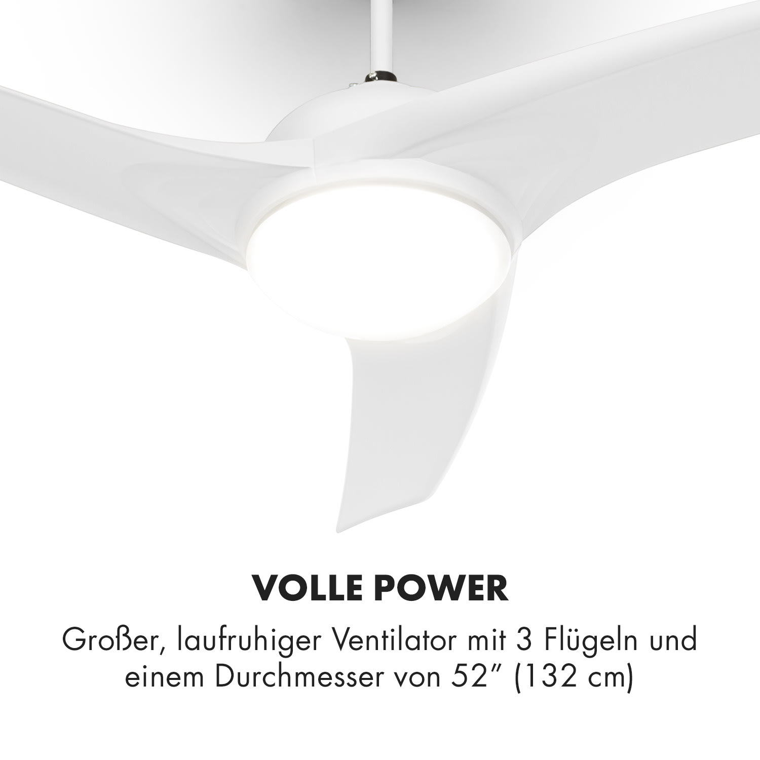 Figo 2-in-1-Deckenventilator Lampe Ø132cm 10.039m³/h Fernbedienung 132 cm (Räume 13–25 m²) | Fernbedienung | Weiß