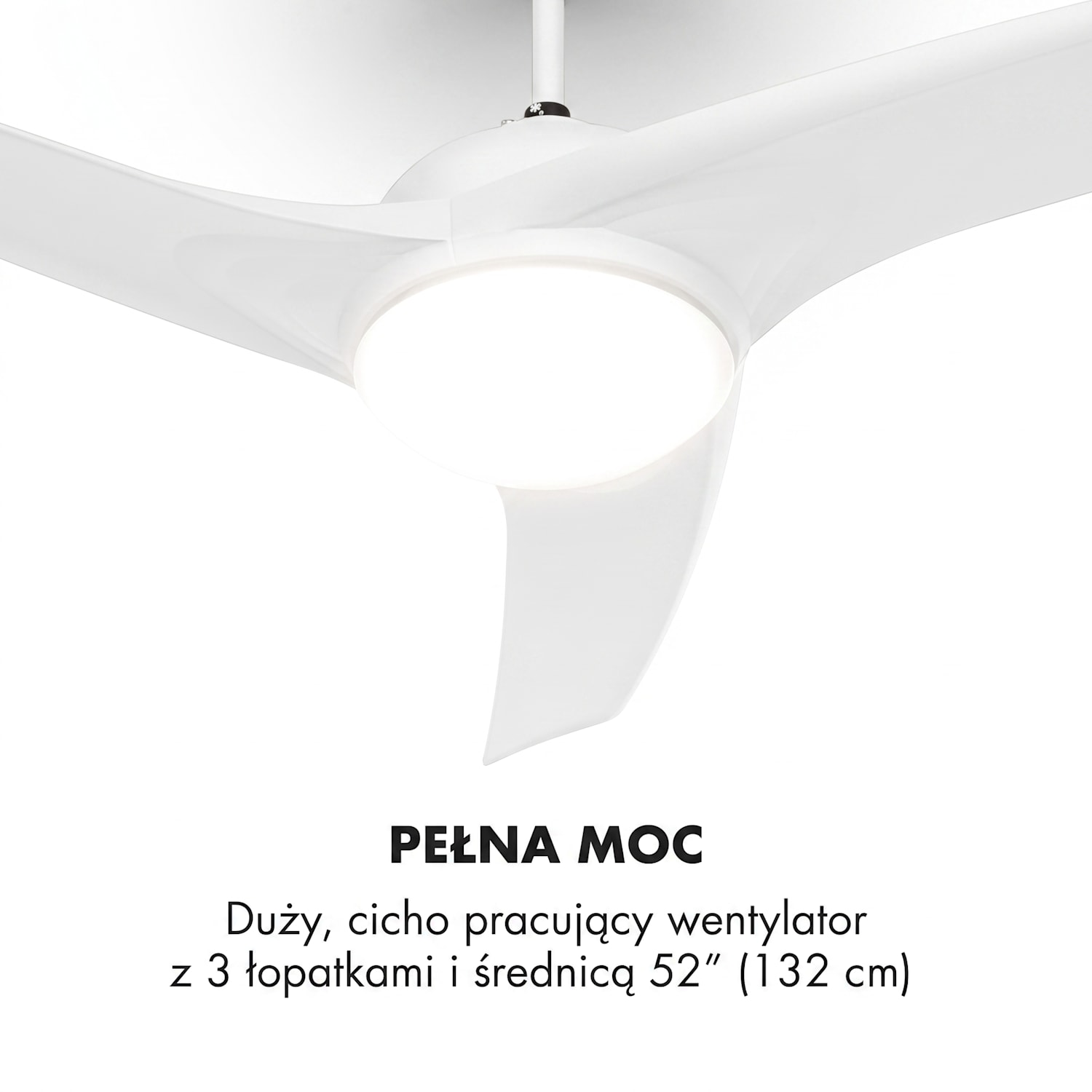 Figo, wentylator sufitowy z oświetleniem, 132 cm (52"), 55 W, lampa 2 x 42 W, pilot 132 cm (pomieszczenia 13–25 m²) | Zdalne sterowanie | Biały