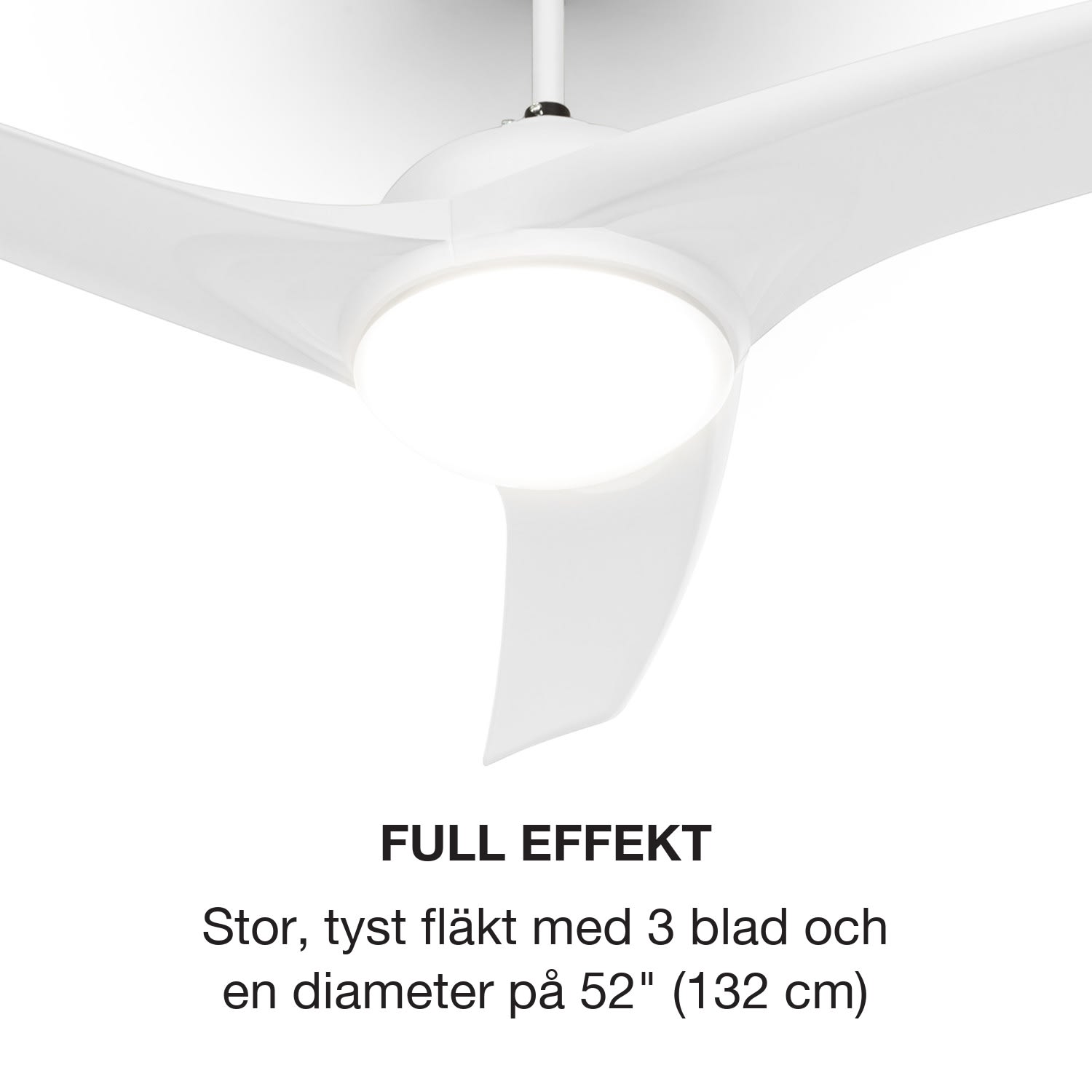 Figo takfläkt 52" 55 W taklampa 2 x 42 W fjärrkontroll vit 132 cm (rum 13–25 m²) | Fjärrkontroll | Vit