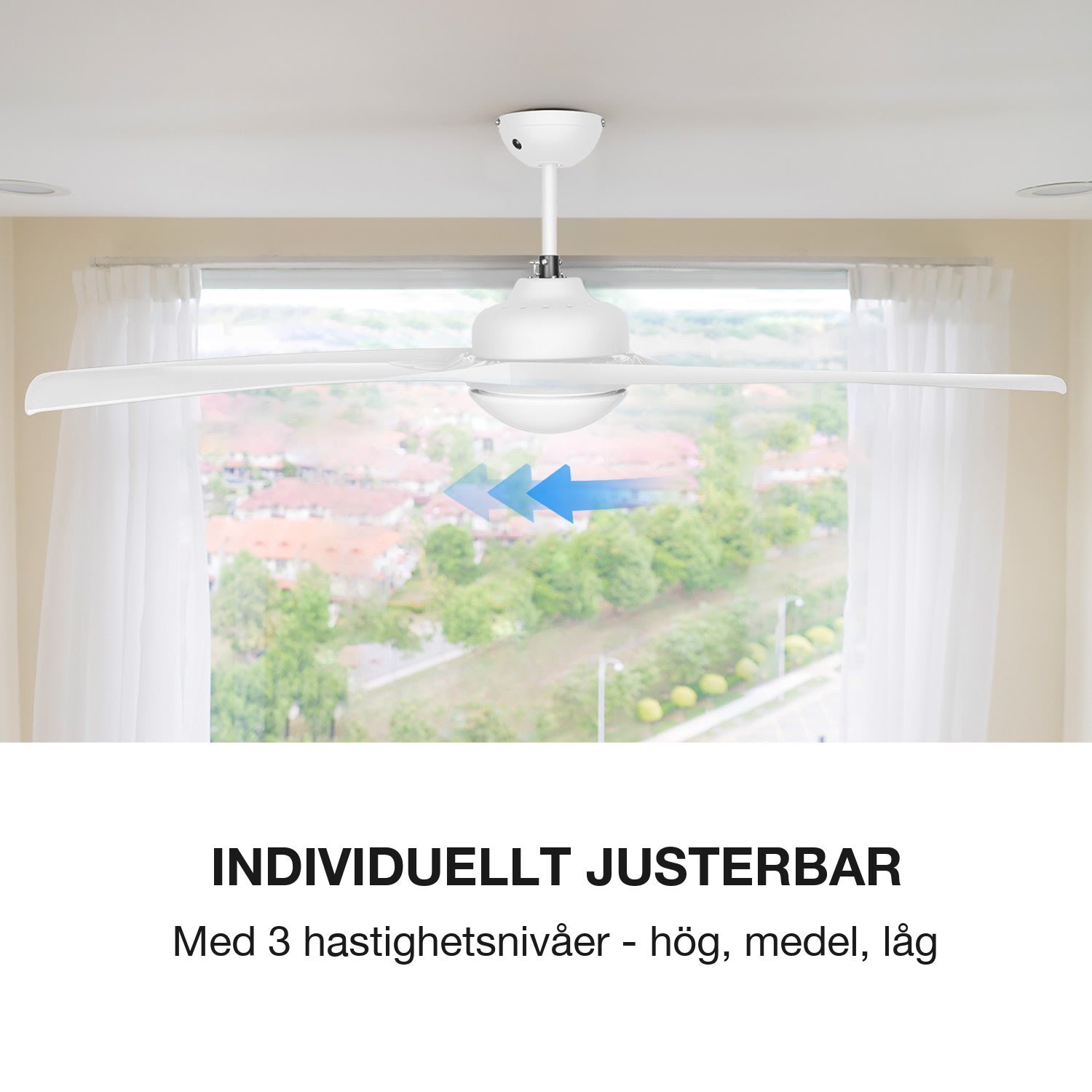 Figo takfläkt 52" 55 W taklampa 2 x 42 W fjärrkontroll vit 132 cm (rum 13–25 m²) | Fjärrkontroll | Vit