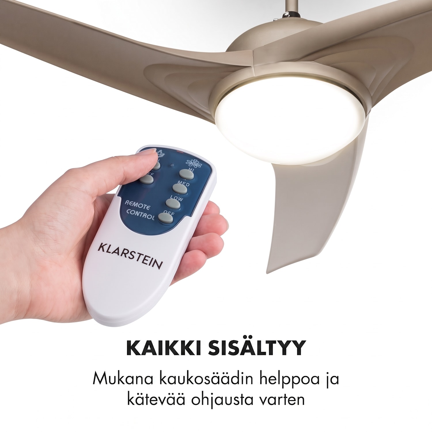 Figo kattotuuletin 52" 55 W kattovalaisin 2 x 42 W kaukosäädin titaanijäljitelmää 132 cm (huoneet 13-25 m²) | Kaukosäädin | nikkeli