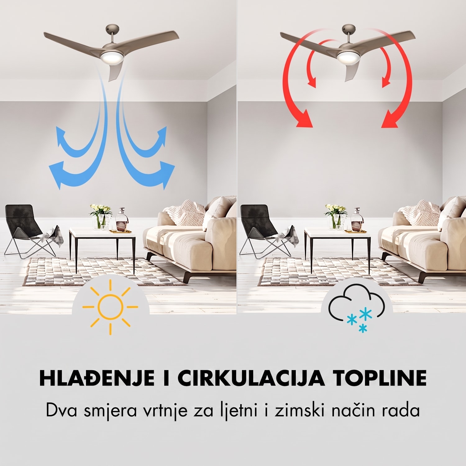 FIGO, TITANIJ, STROPNI VENTILATOR, 52", 55 W, STROPNA LAMPA, 2 x 42 W, DALJINSKI UPRAVLJAČ 132 cm (sobe 13–25 m²) | Daljinski upravljač | nikal