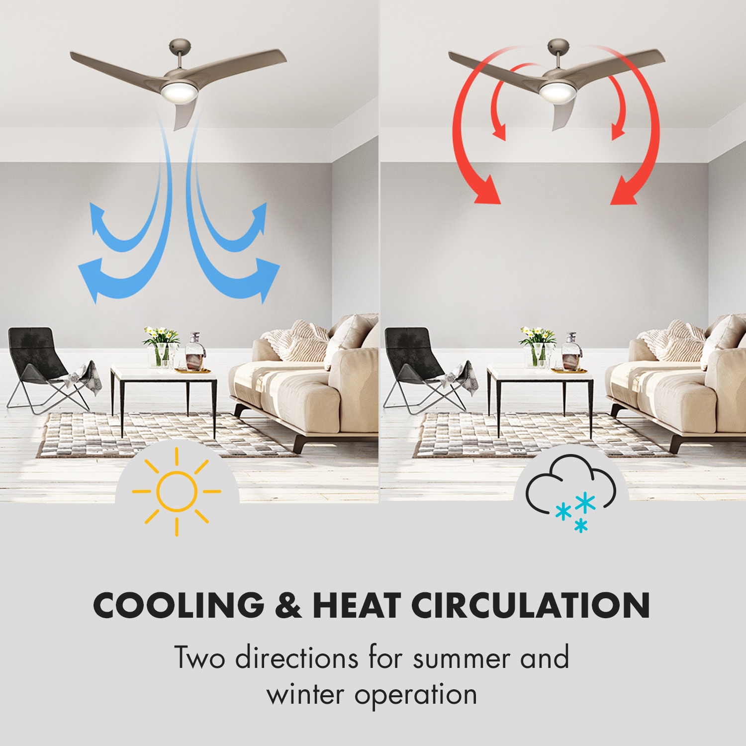 Figo, titán, mennyezeti ventilátor, 52", 55 W, mennyezeti lámpa, 2 x 42 W, távirányító 132 cm (13-25 m²-es szobák) | Távirányító | nikkel