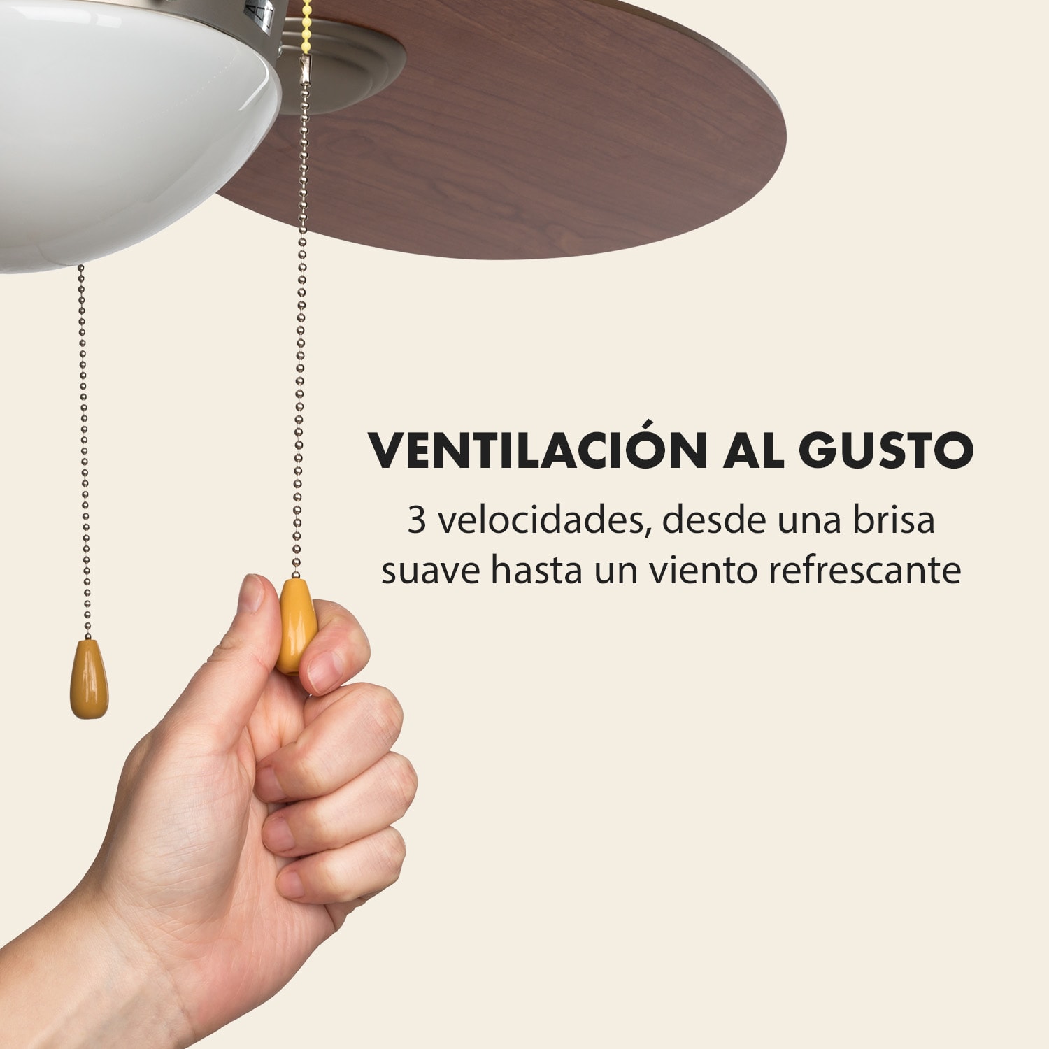 Valderama Ventilador de techo 2 en 1 de 42" y 60W Lámpara Madera de cerezo Madera de Cerezo