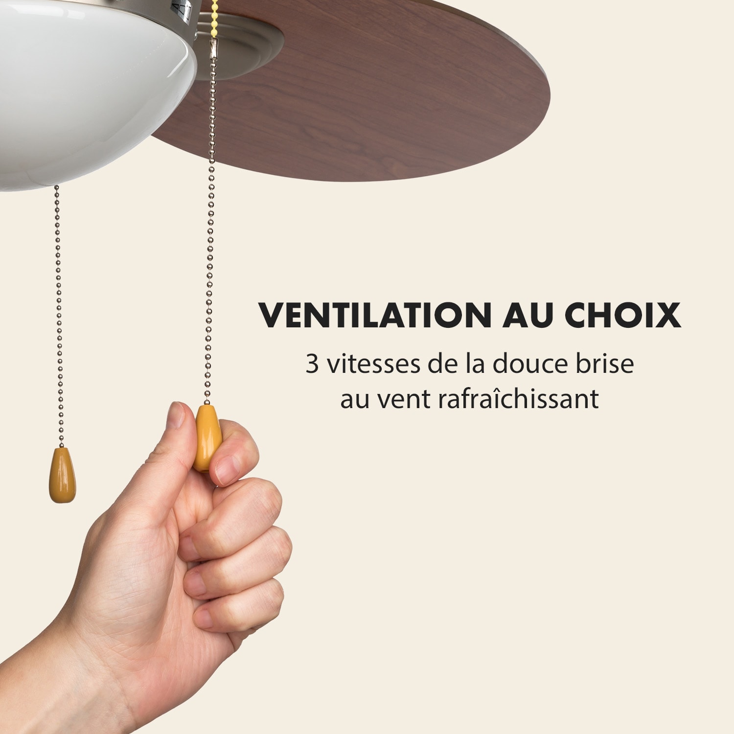 Valderama Ventilateur de plafond 2-en-1 42" 60 W plafonnier aspect cerisier Bois de Cerisier