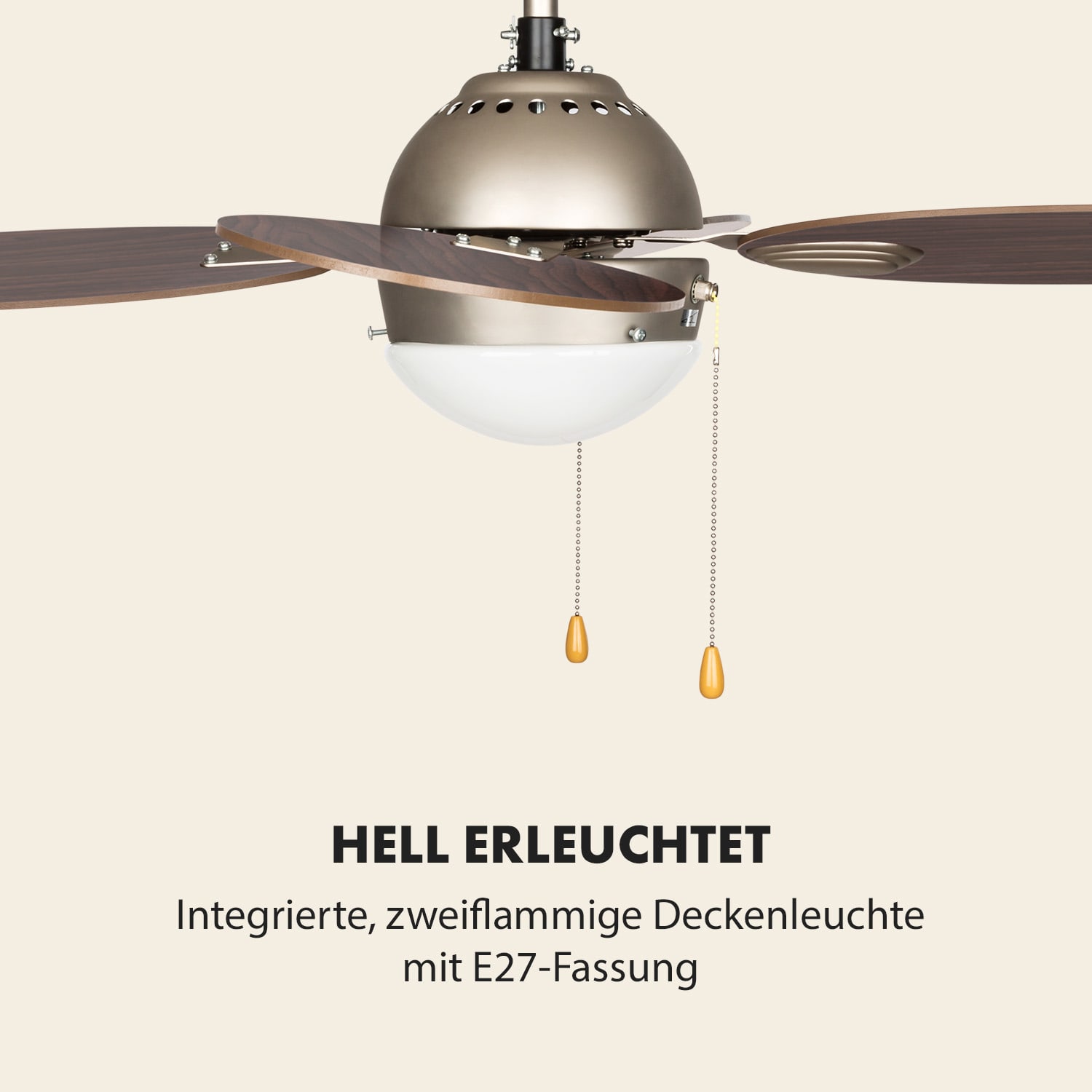 Valderama Deckenventilator & Lampe Ø 42" (107 cm ) 7480 m³/h 55 dB Walnuss