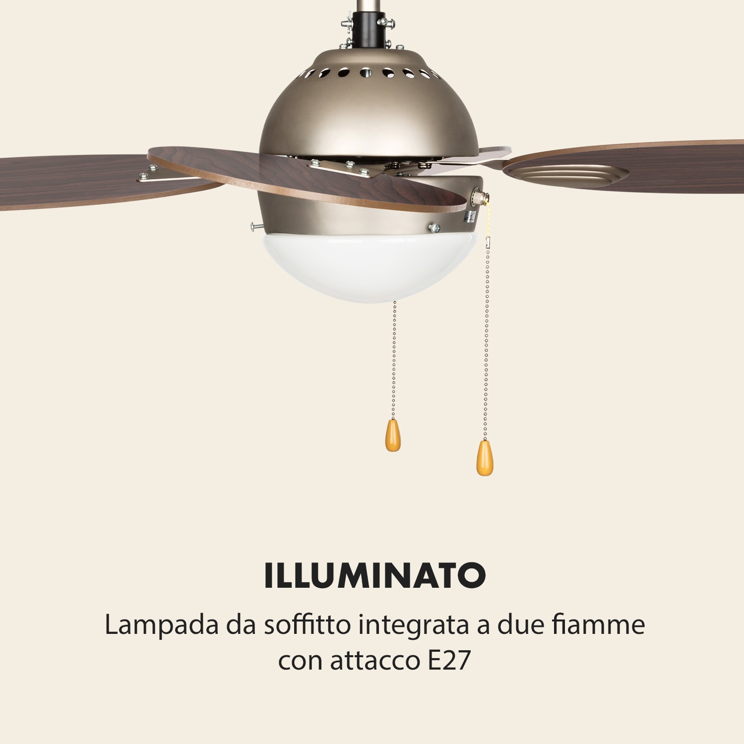 Valderama ventilatore da soffitto 2 in 1 42" 60W lampadario palissandro Noce