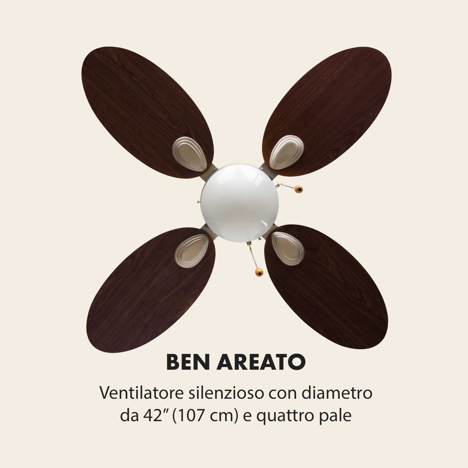 Valderama ventilatore da soffitto 2 in 1 42" 60W lampadario palissandro Noce