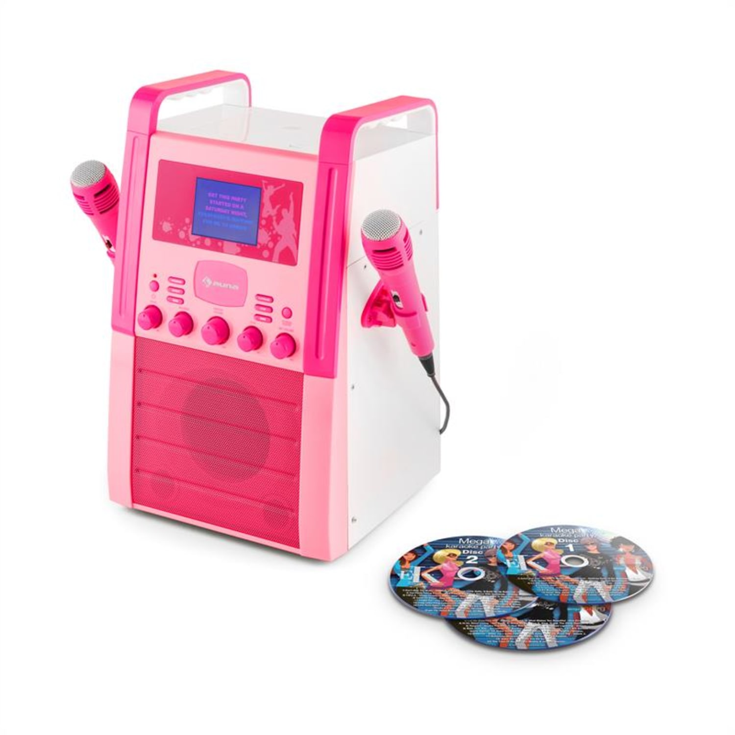 KA8B-V2 BK, RUŽIČASTA, KARAOKE SUSTAV, CD PLAYER, 2 X MIKROFON, UKLJUČENO 3 X KARAOKE CD 