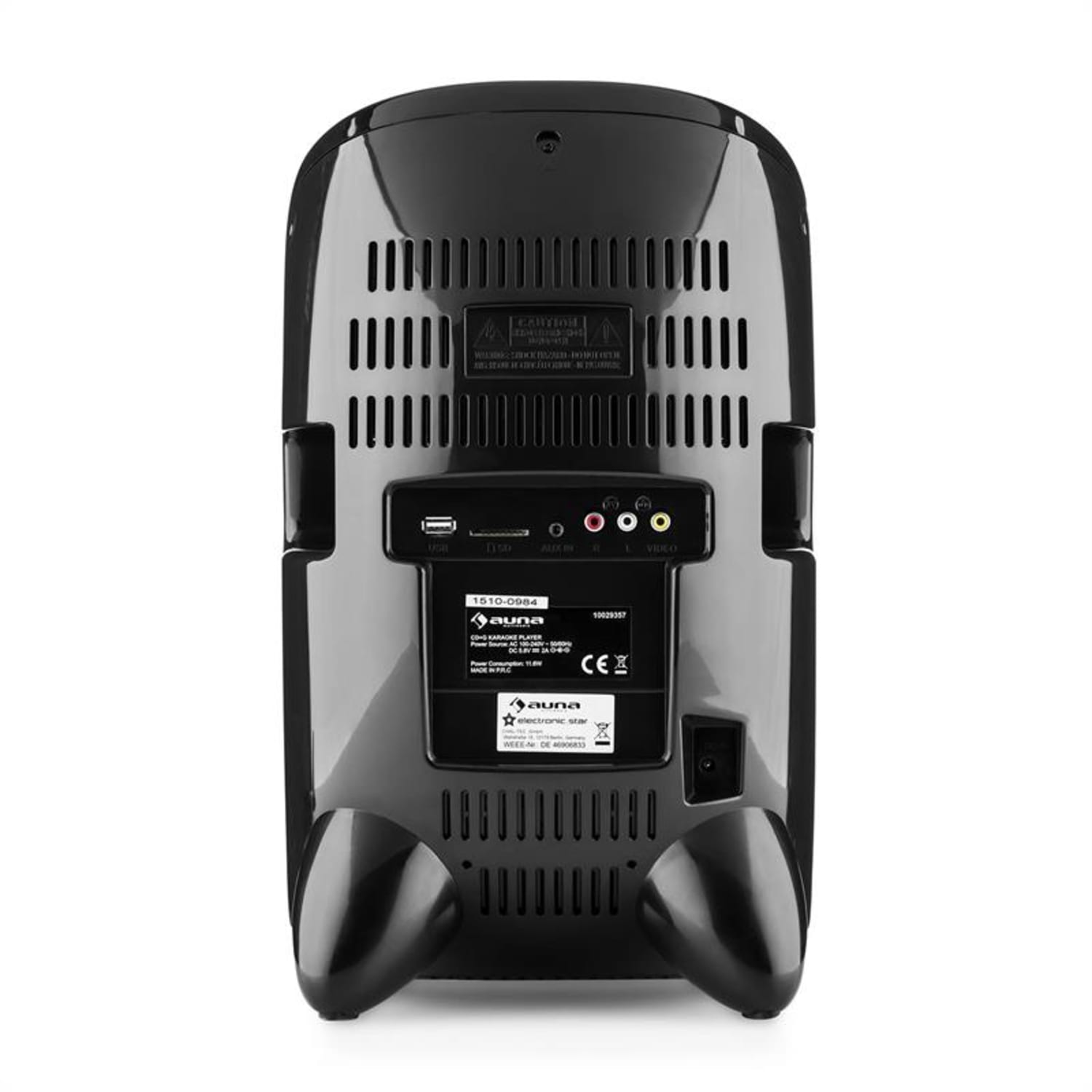 ScreenStar karaoke rendszer, kamera, CD, USB, SD, MP3, 2 x mikrofon, 3 x CD+G, fekete