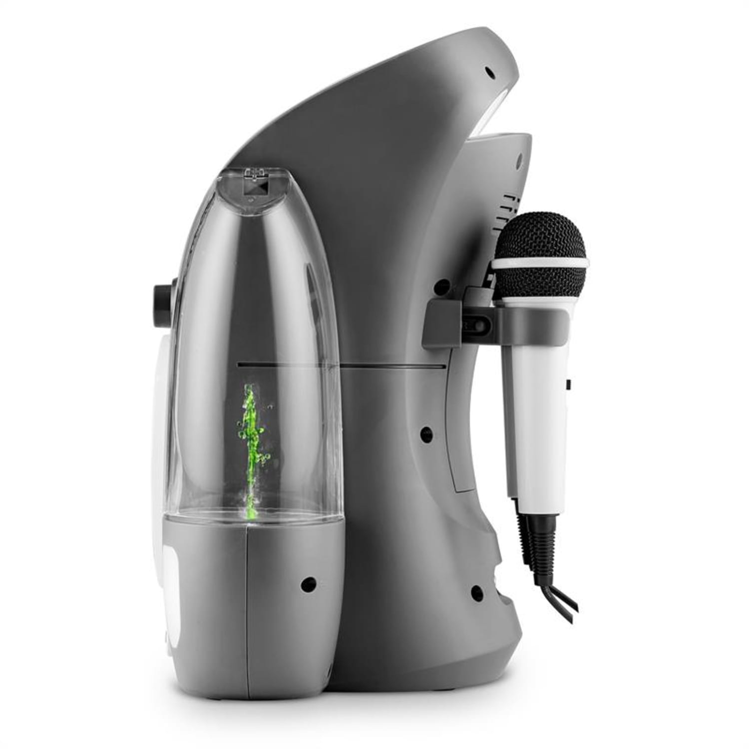 Kara Liquida, karaoke systém, CD, USB , MP3, fontána, LED, 2 x mikrofón, prenosný Šedá