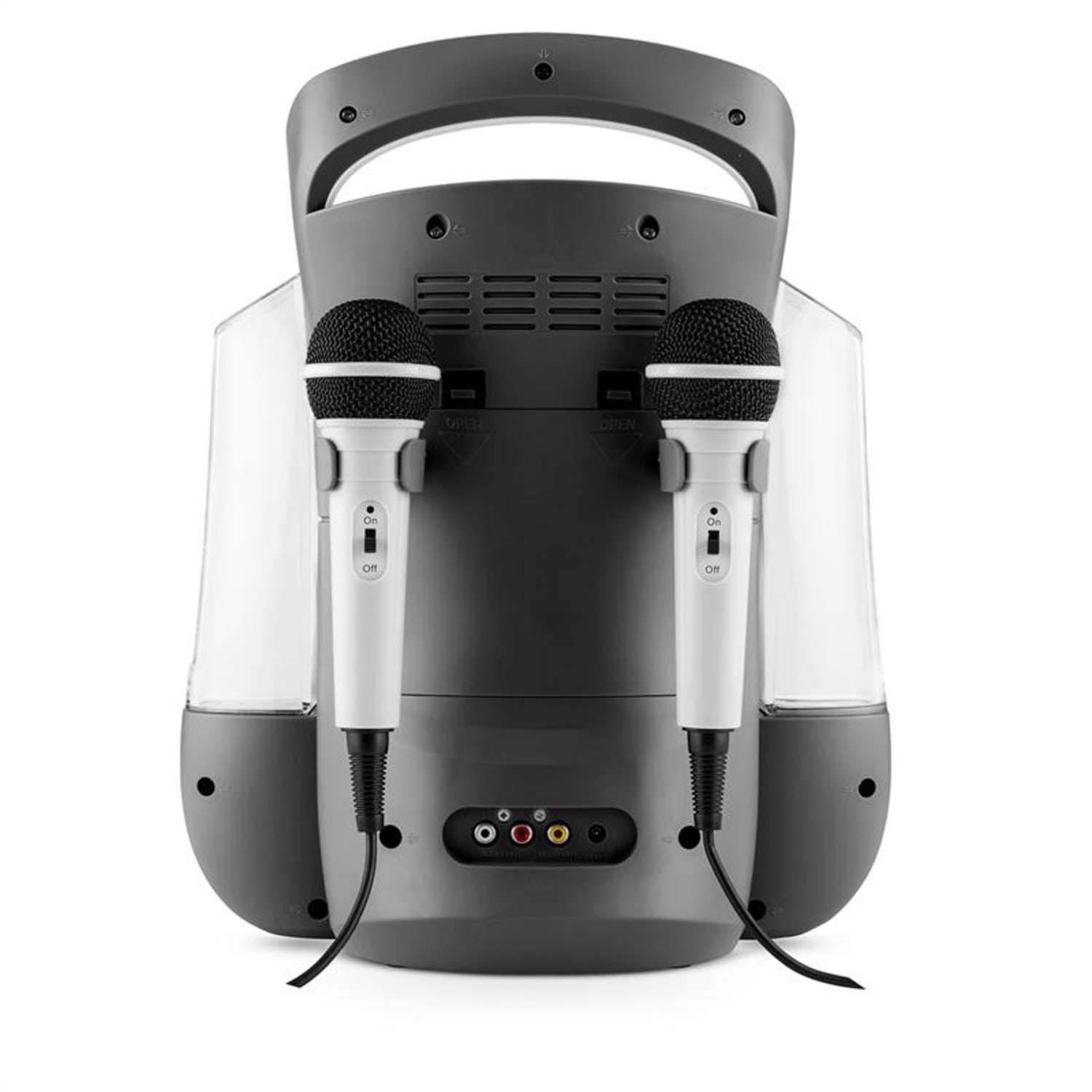 Kara Liquida, karaoke systém, CD, USB , MP3, fontána, LED, 2 x mikrofón, prenosný Šedá