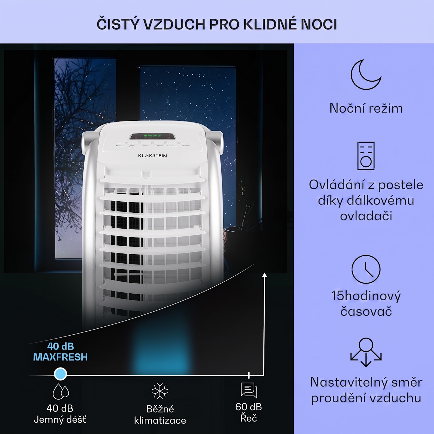 Maxfresh, ochlazovač vzduchu, ventilátor, 4 v 1, 6 l, 65W, 4 v 1,dálkové ovládání, 2 chladicí souprava 444 m³/h | Ne | Bílá