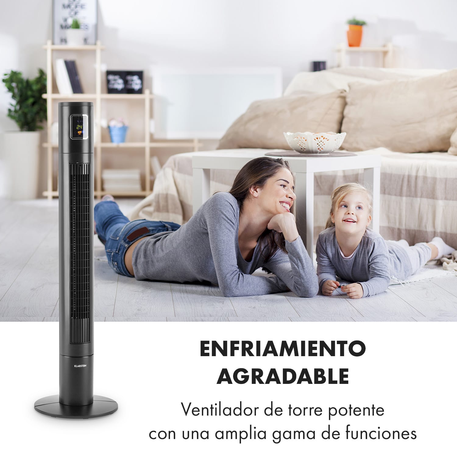 Highwind Ventilador de torre 45W función de oscilación temporizador pantalla LED 