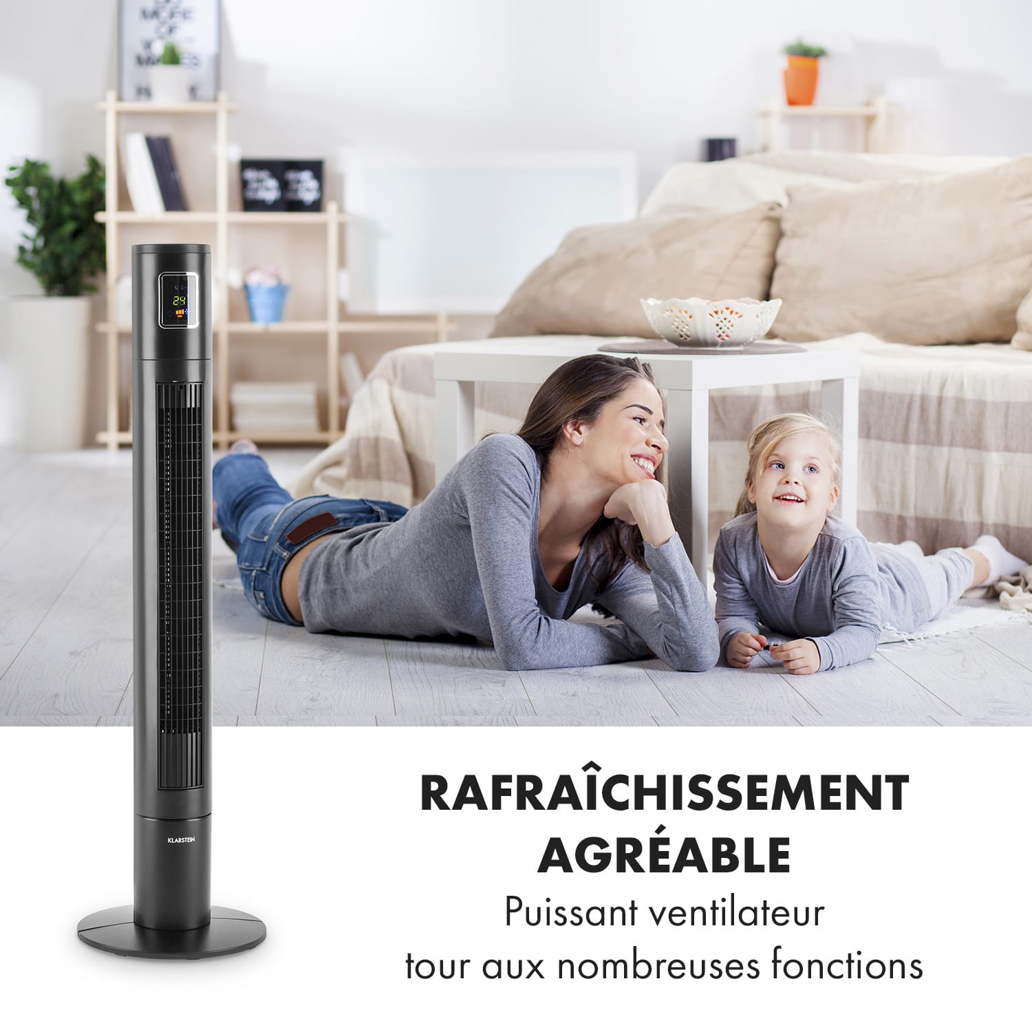 Highwind ventilateur tour 45 W fonction oscillation minuterie écran LED 