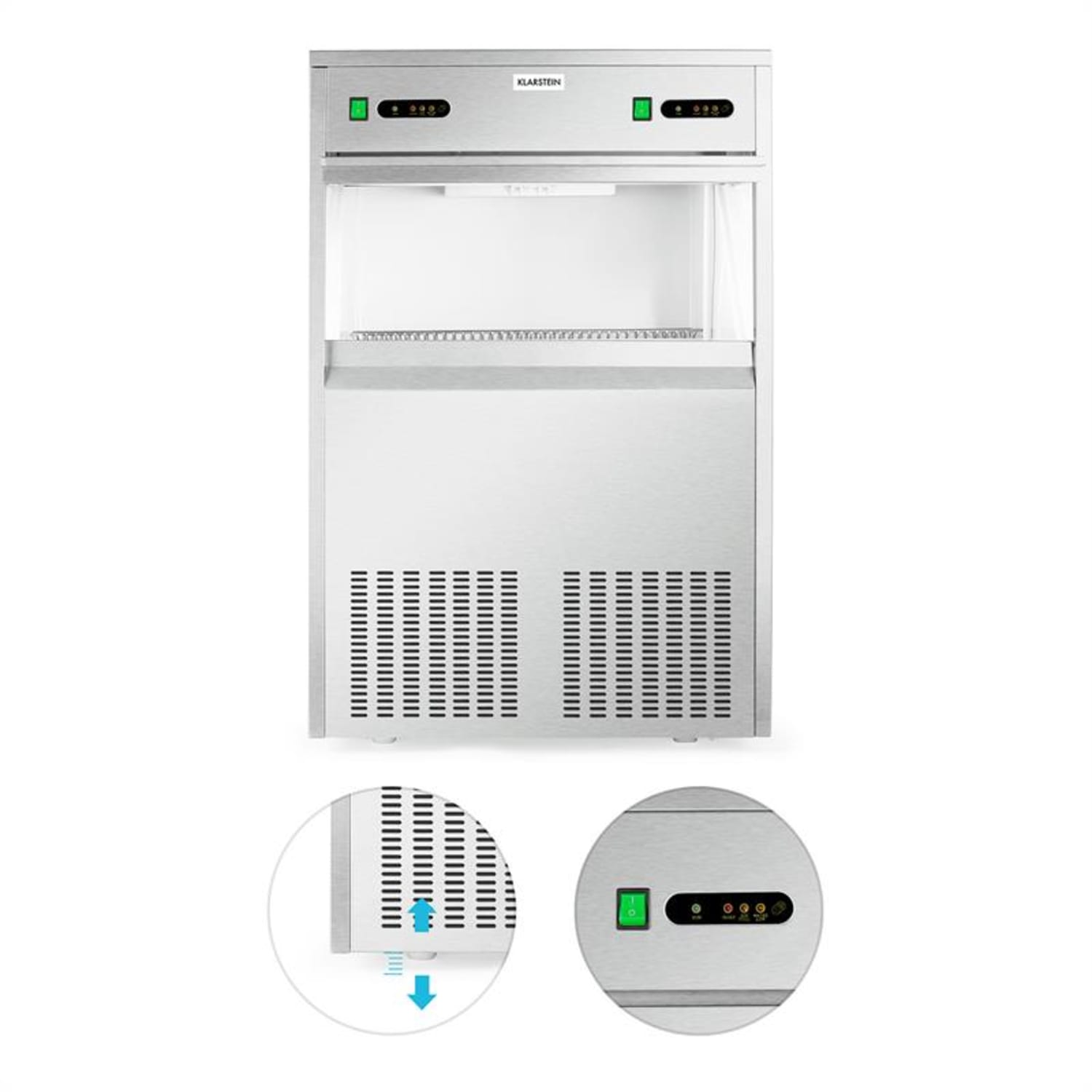 Powericer Kings, jégkocka készítő gép, ipari, 700 W, 100 kg/nap, nemesacél 