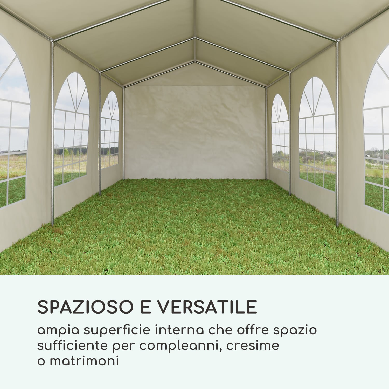 Sommerfest 3x6m 500 g/m² Tendone da festa Gazebo PVC Impermeabile Beig 3 x 6 m/zincato/beige