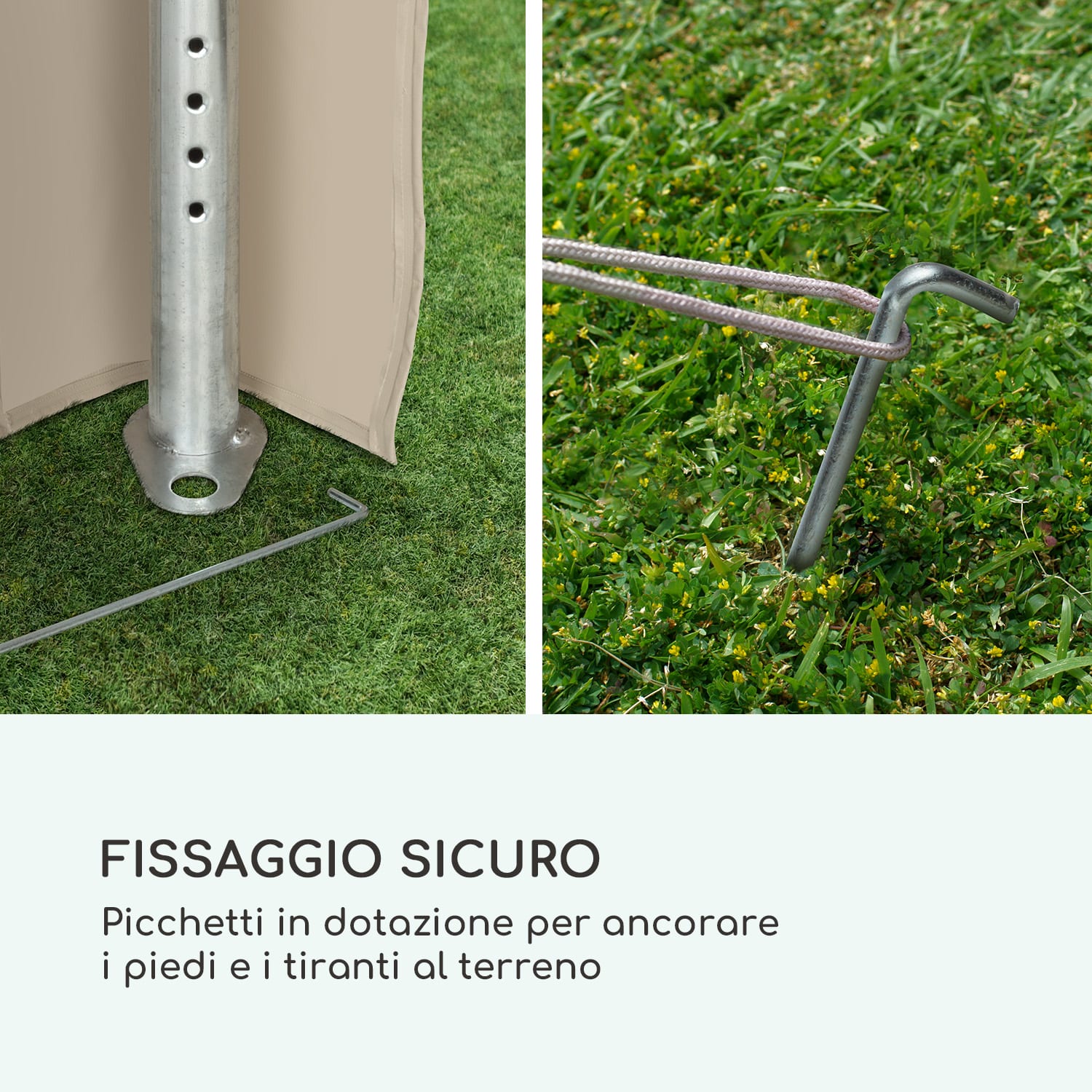 Sommerfest 3x6m 500 g/m² Tendone da festa Gazebo PVC Impermeabile Beig 3 x 6 m/zincato/beige
