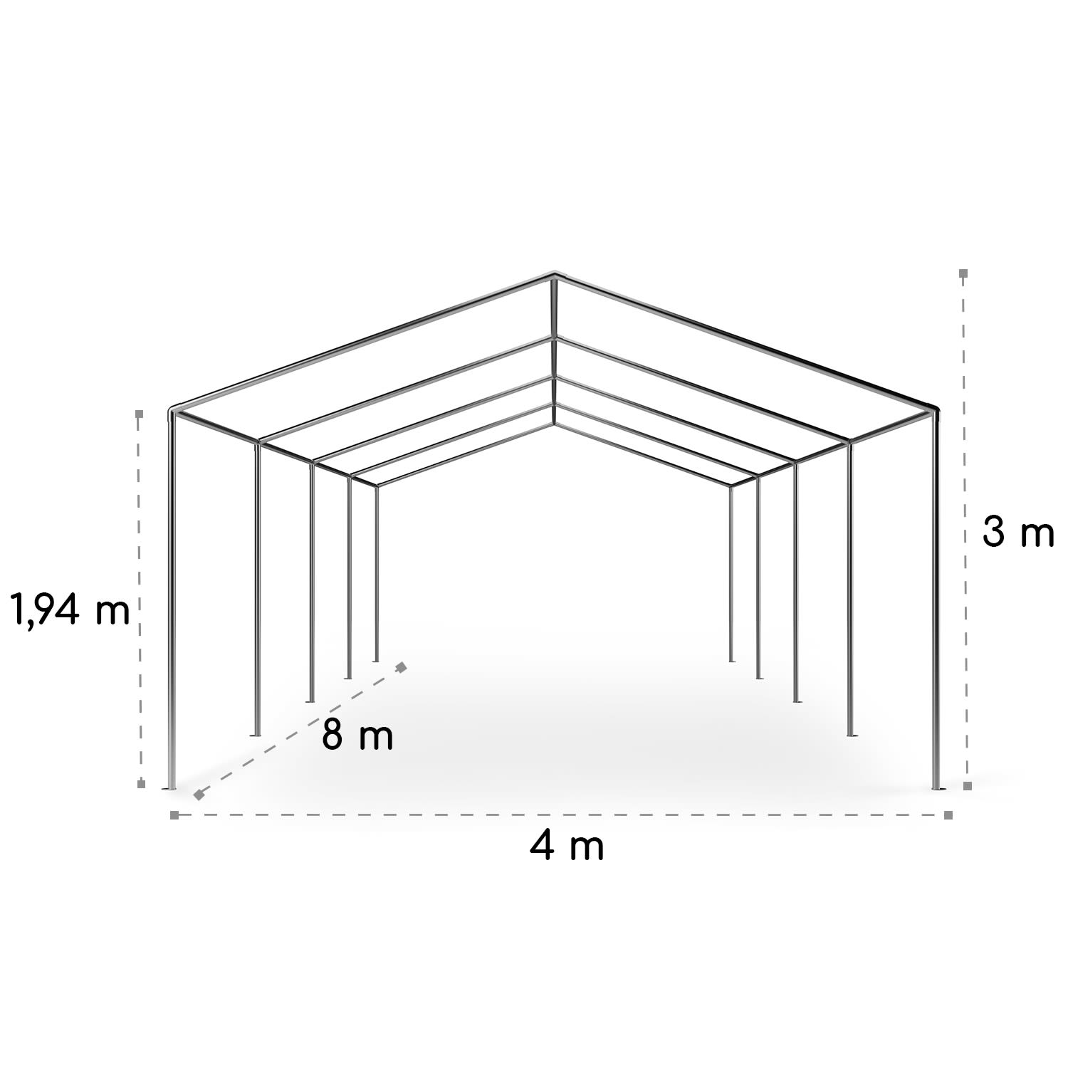 Sommerfest 4x8m 500 g/m² Chapiteau tente PVC étanche réfractaire 4x8 m / ignifuge / blanc