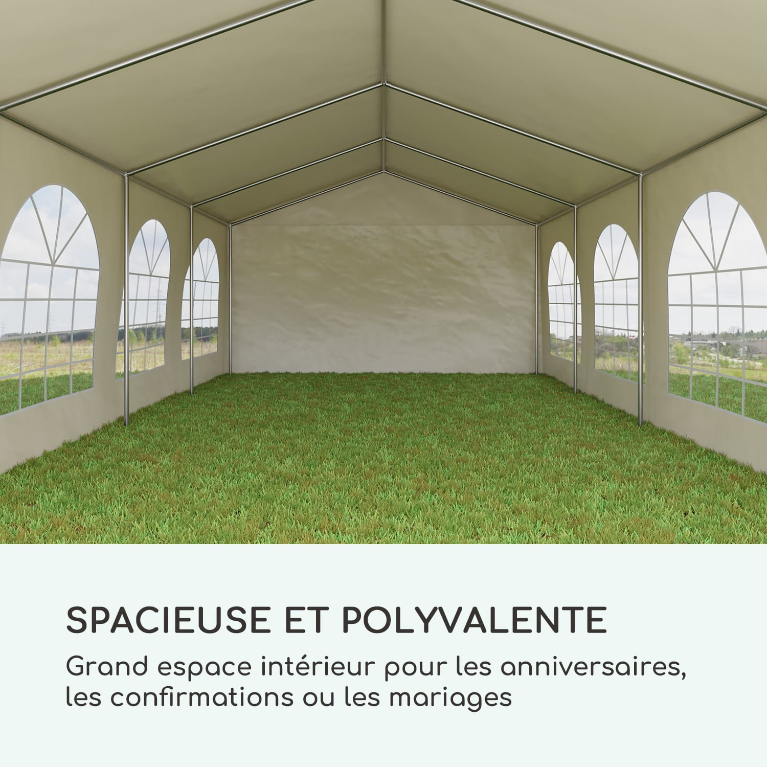 Sommerfest 4x8m 500 g/m² Chapiteau tente PVC étanche galvanisé 4x8 m / galvanisé / beige