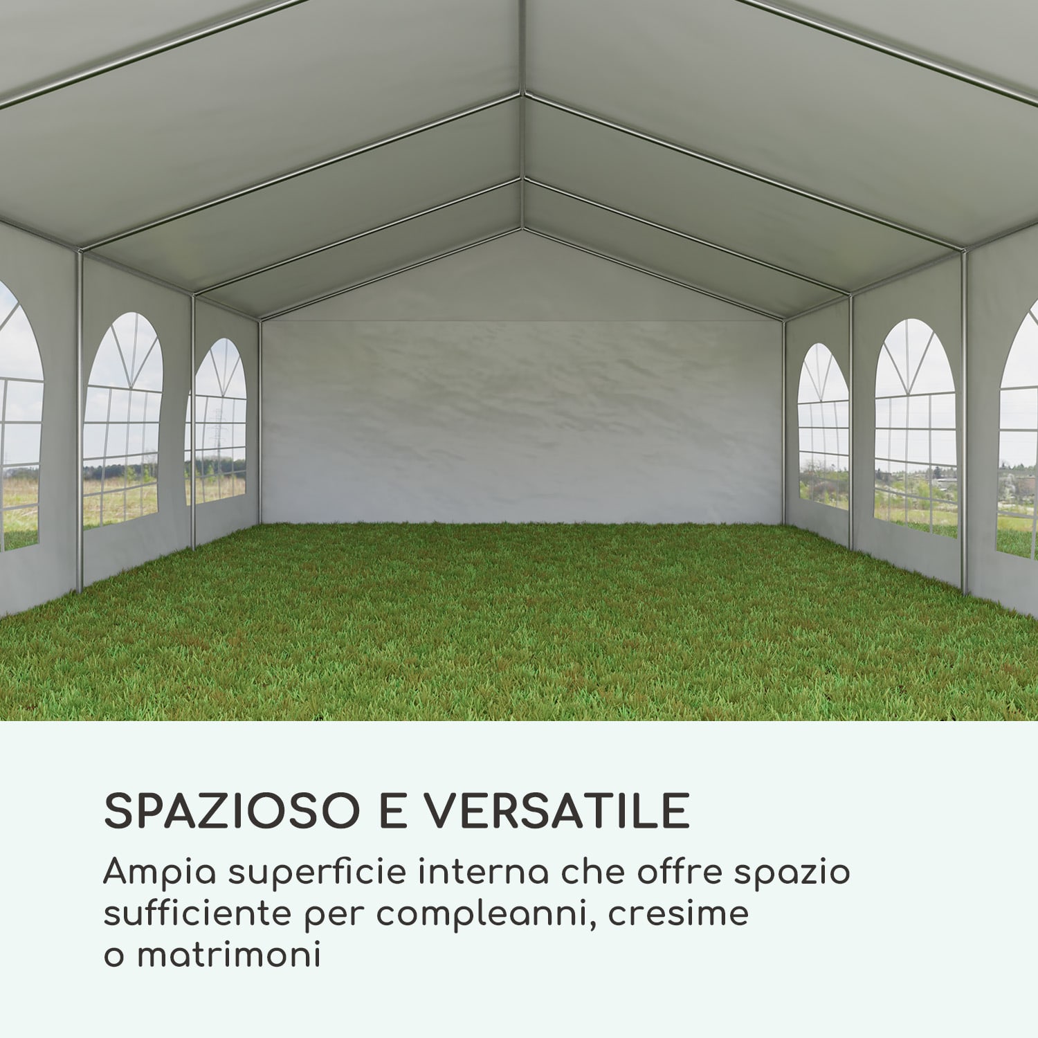 Sommerfest 5x8m 500 g/m² Tendone da Festa Gazebo da Festa PVCImpermeabile Zincato 5 x 8 m/zincato/bianco