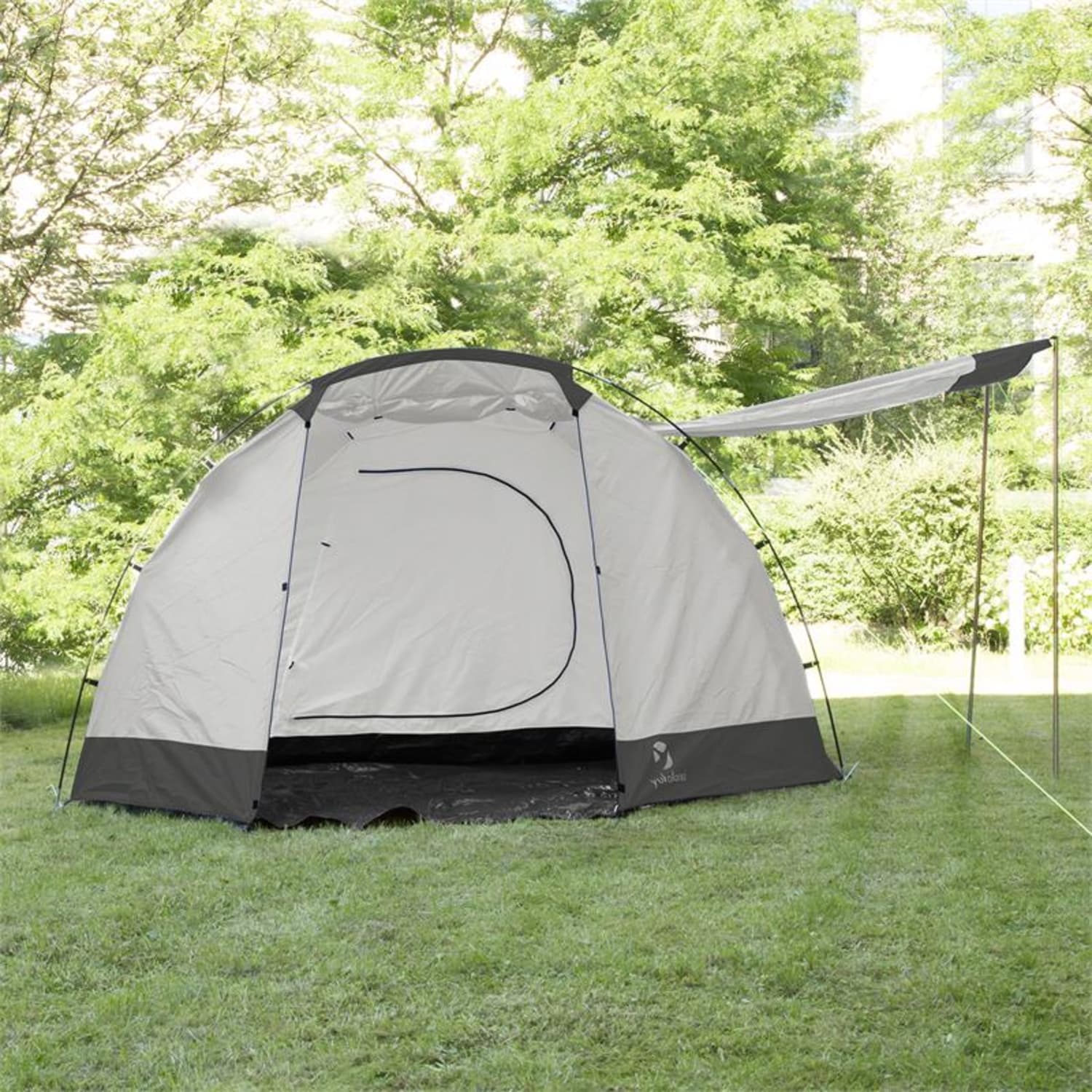 Jomida tenda em túnel para 4 pessoas 260x150x410 cm em poliéster 3000 mm cinza Cinzento