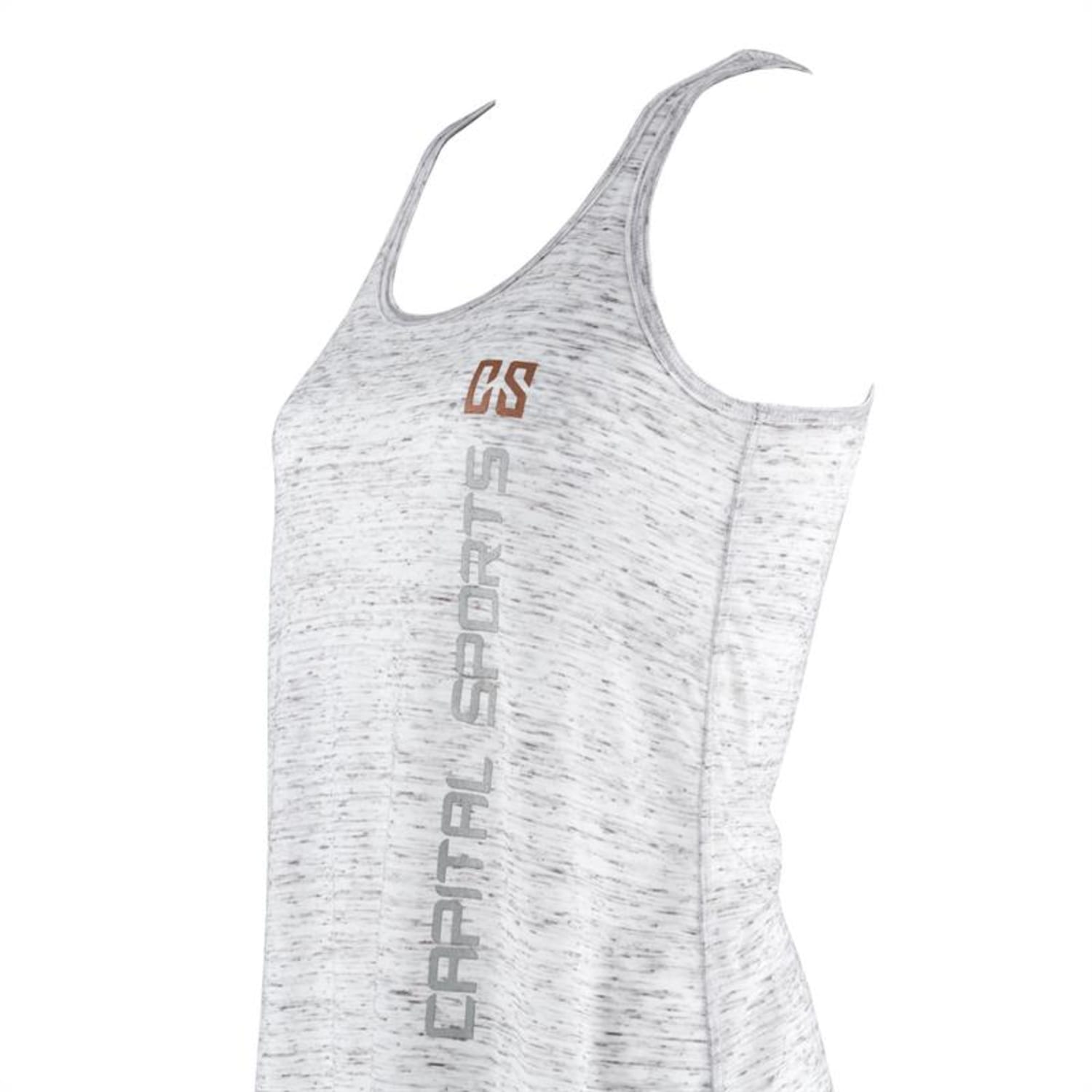 Športna ženska majica brez rokavov, Bela marmornata, Velikost L Bela | L