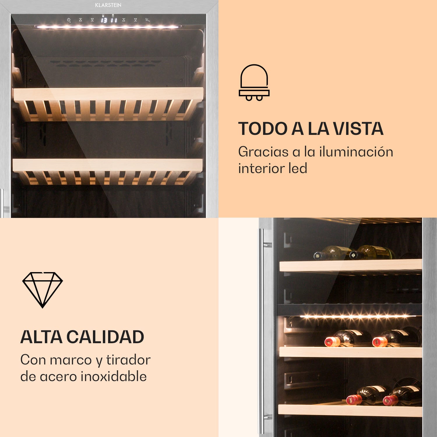 Nevera para vinos Reserva 166 Duo, 166 botellas, 379 litros, 2 zonas, táctil 