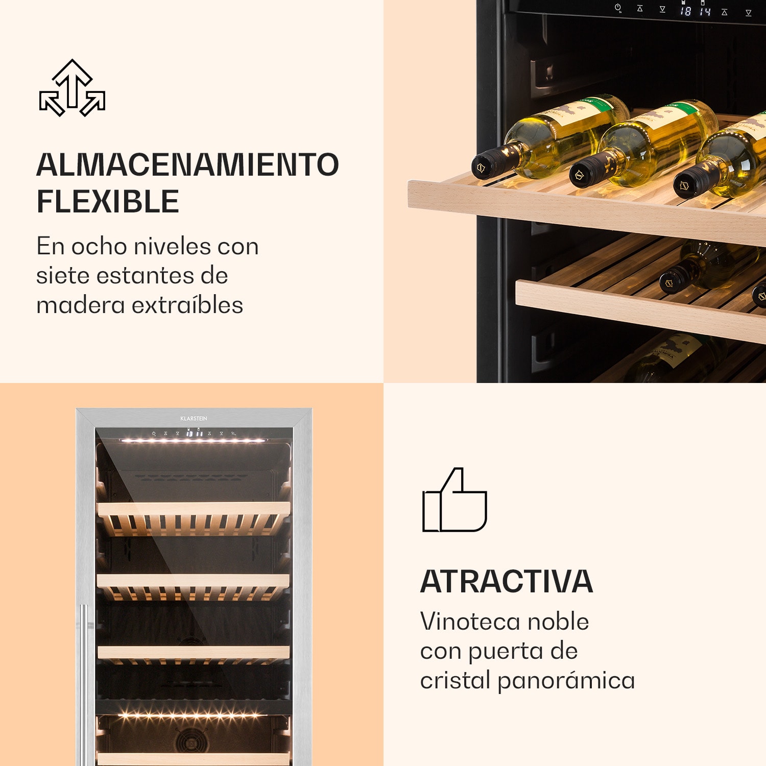 Nevera para vinos Reserva 166 Duo, 166 botellas, 379 litros, 2 zonas, táctil 