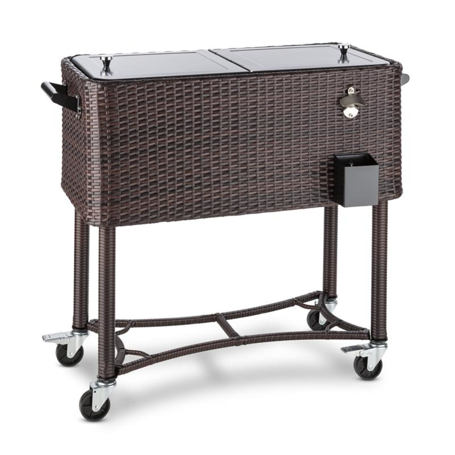 Springbreak 2000, vozík na nápoje, chladiaci vozík na terasy, 80 l, ratanový dizajn Tmavá taupe