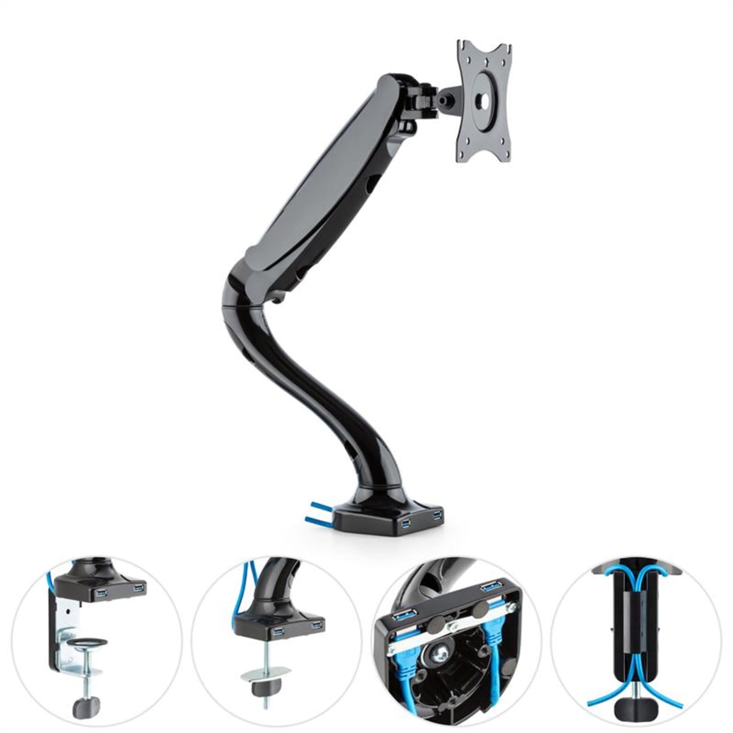 LDT09-C012USB Soporte de mesa para pantallas LED LCD 2 x USB incl. kit de montaje 