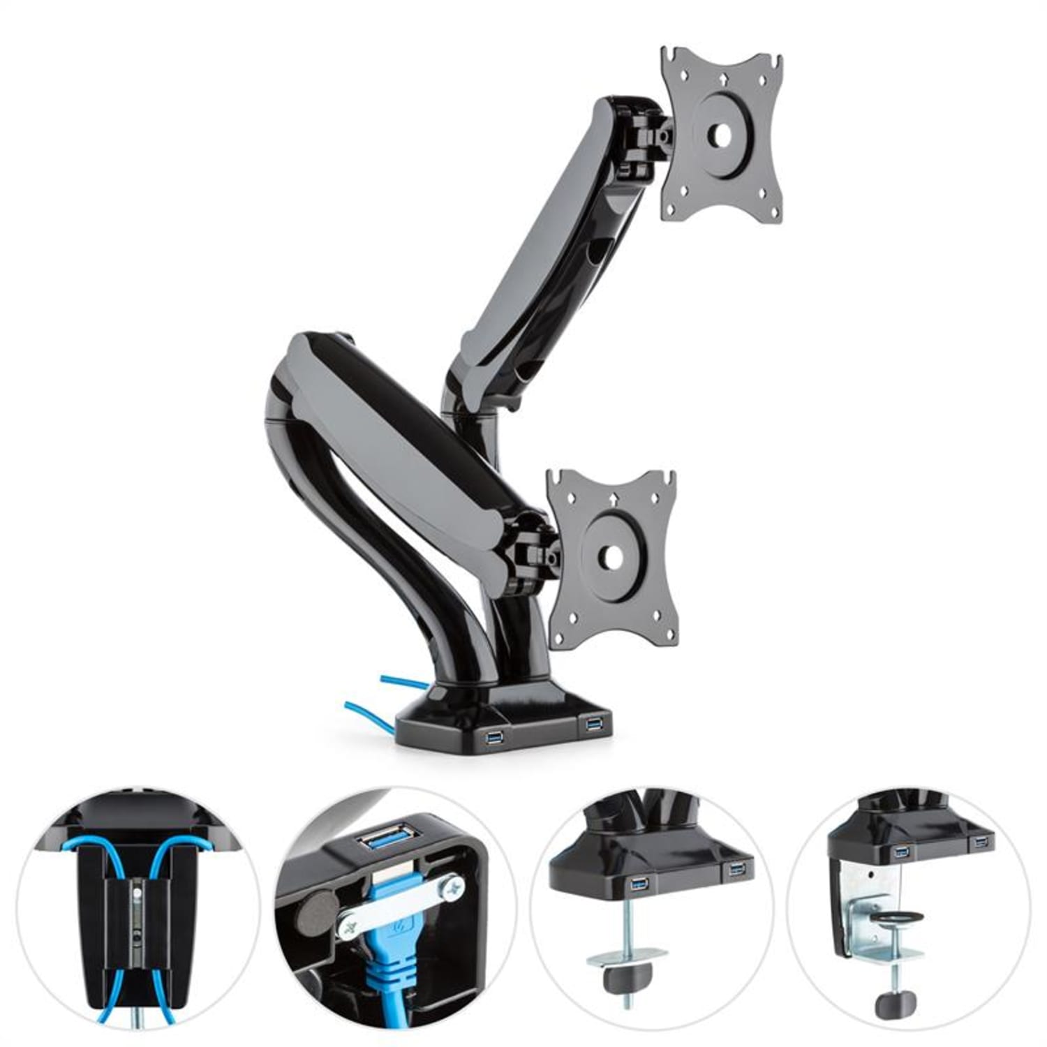 LDT09-C012USB Soporte de mesa doble para pantallas LED LCD 2xUSB incl. kit de montaje 