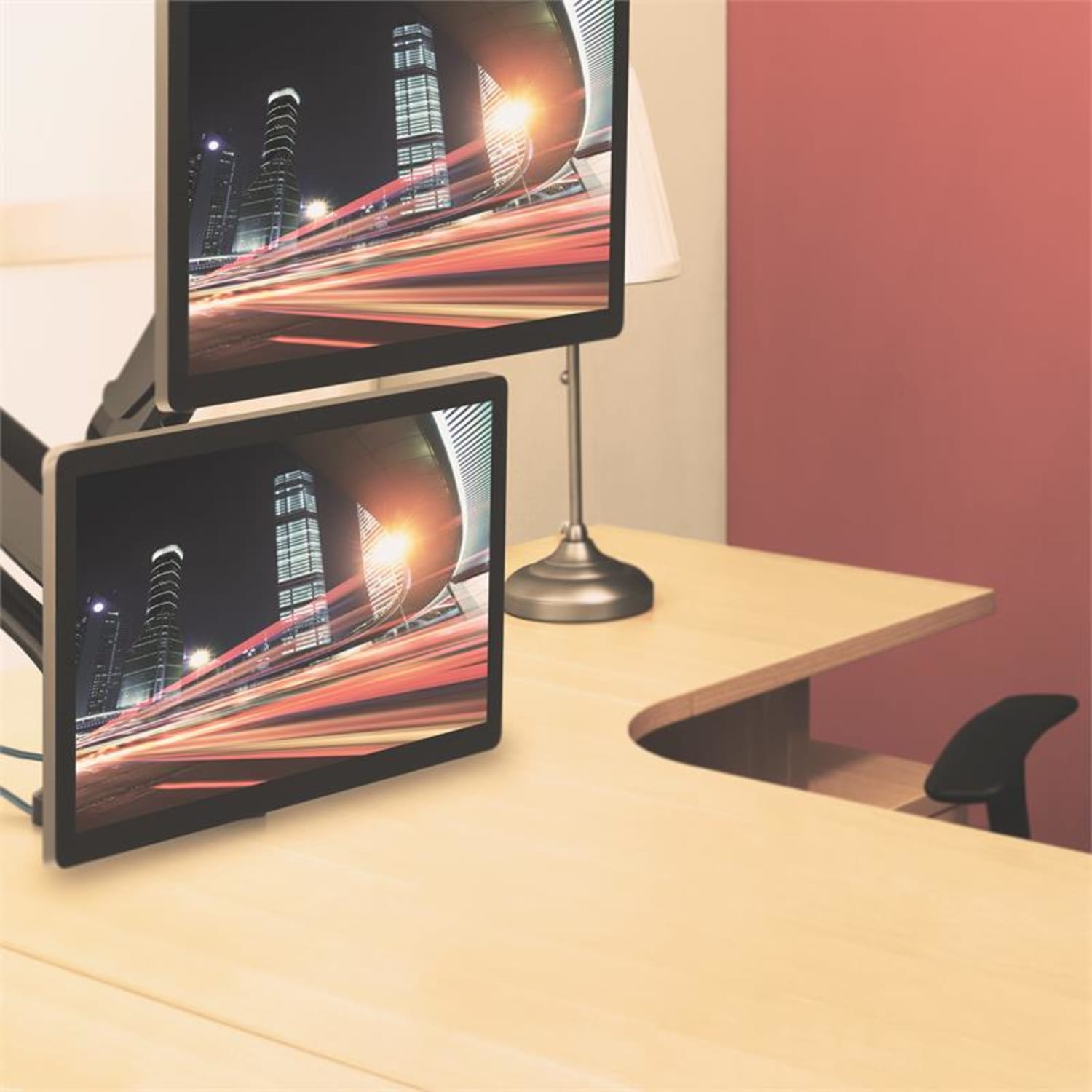 LDT09-C012USB Soporte de mesa doble para pantallas LED LCD 2xUSB incl. kit de montaje 