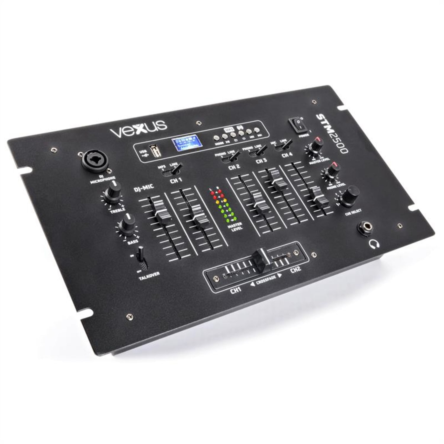 STM2500, černý, 5kanálový mixážní pult, bluetooth, USB, MP3, EQ, phono 