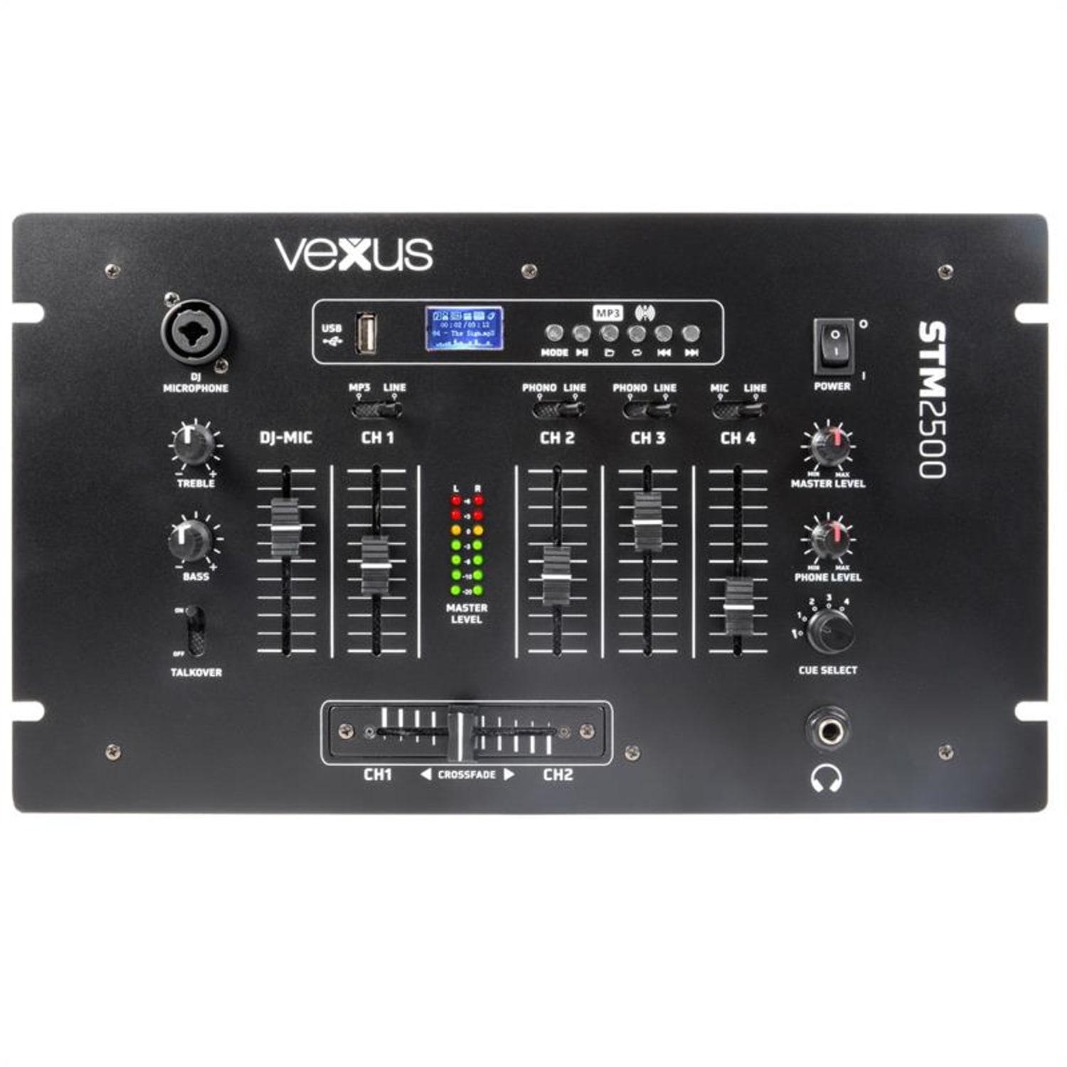 STM2500, černý, 5kanálový mixážní pult, bluetooth, USB, MP3, EQ, phono 