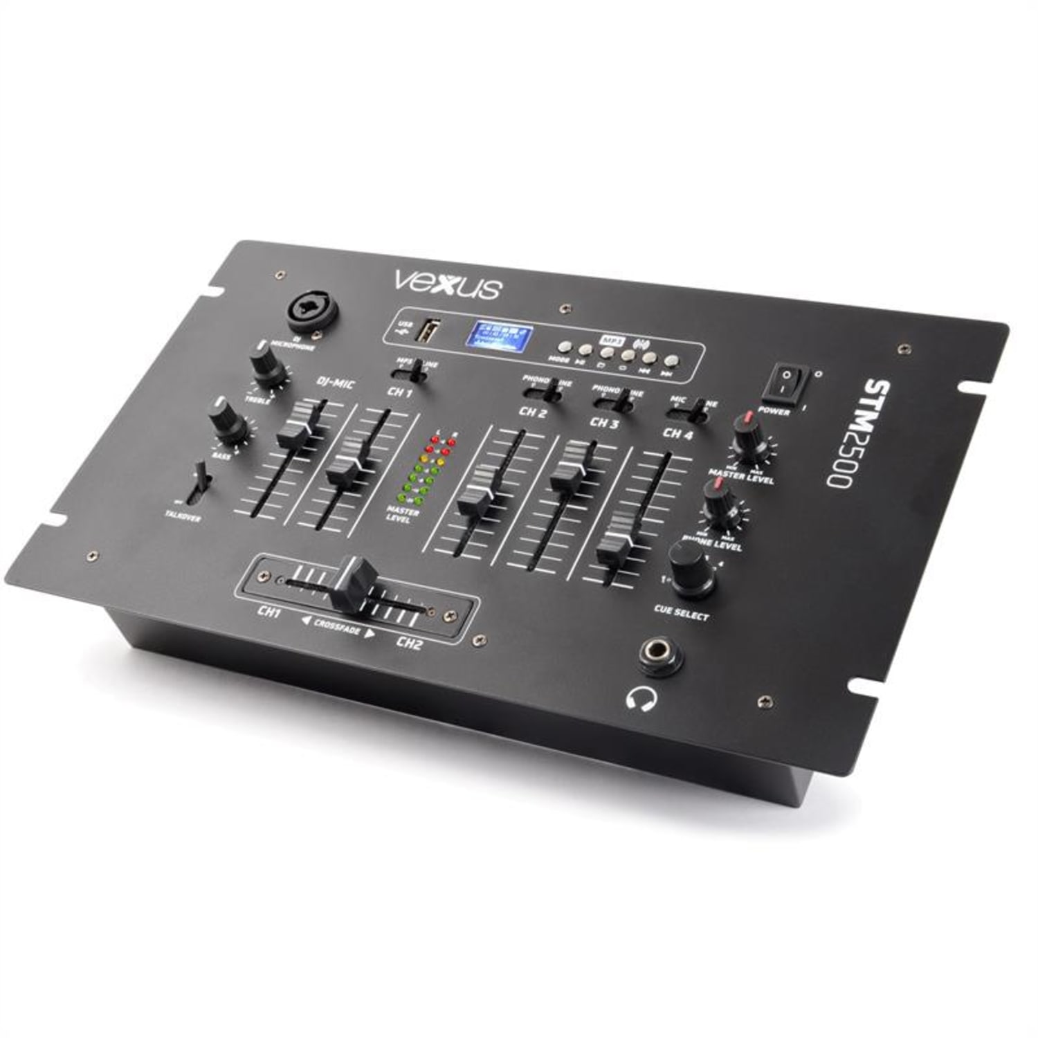 STM2500, černý, 5kanálový mixážní pult, bluetooth, USB, MP3, EQ, phono 