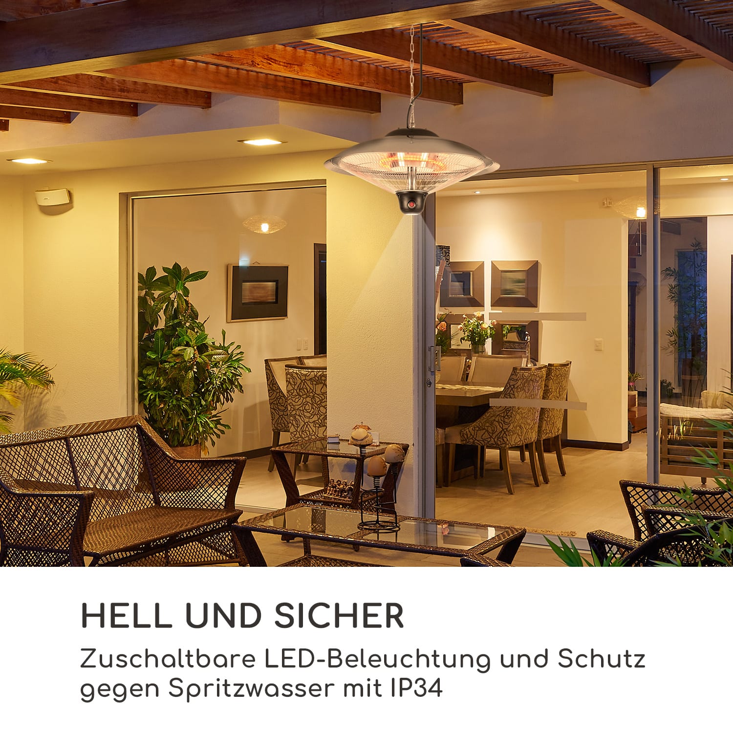Heizsporn Deckenheizstrahler 60,5 cm (Ø) LED-Lampe Fernbedienung 