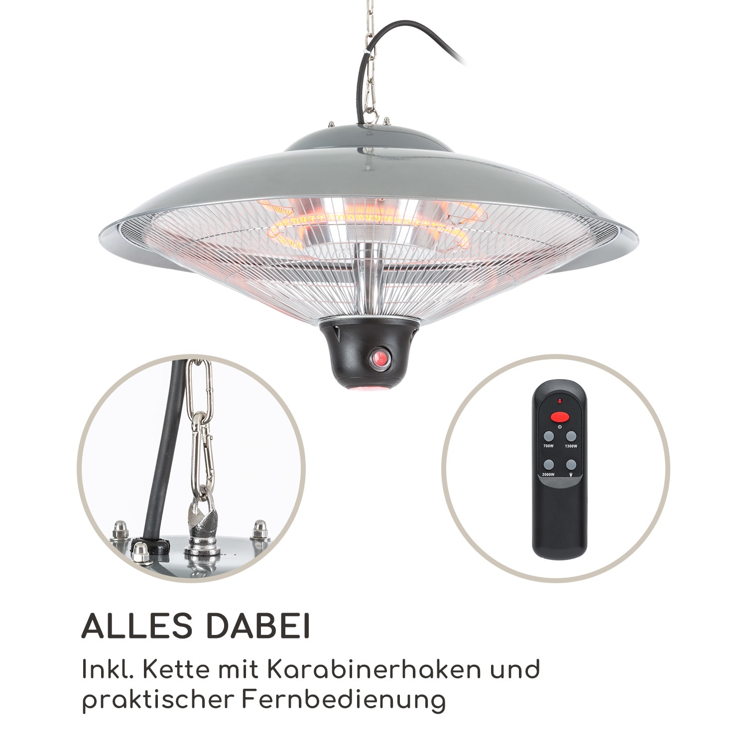 Heizsporn Deckenheizstrahler 60,5 cm (Ø) LED-Lampe Fernbedienung 
