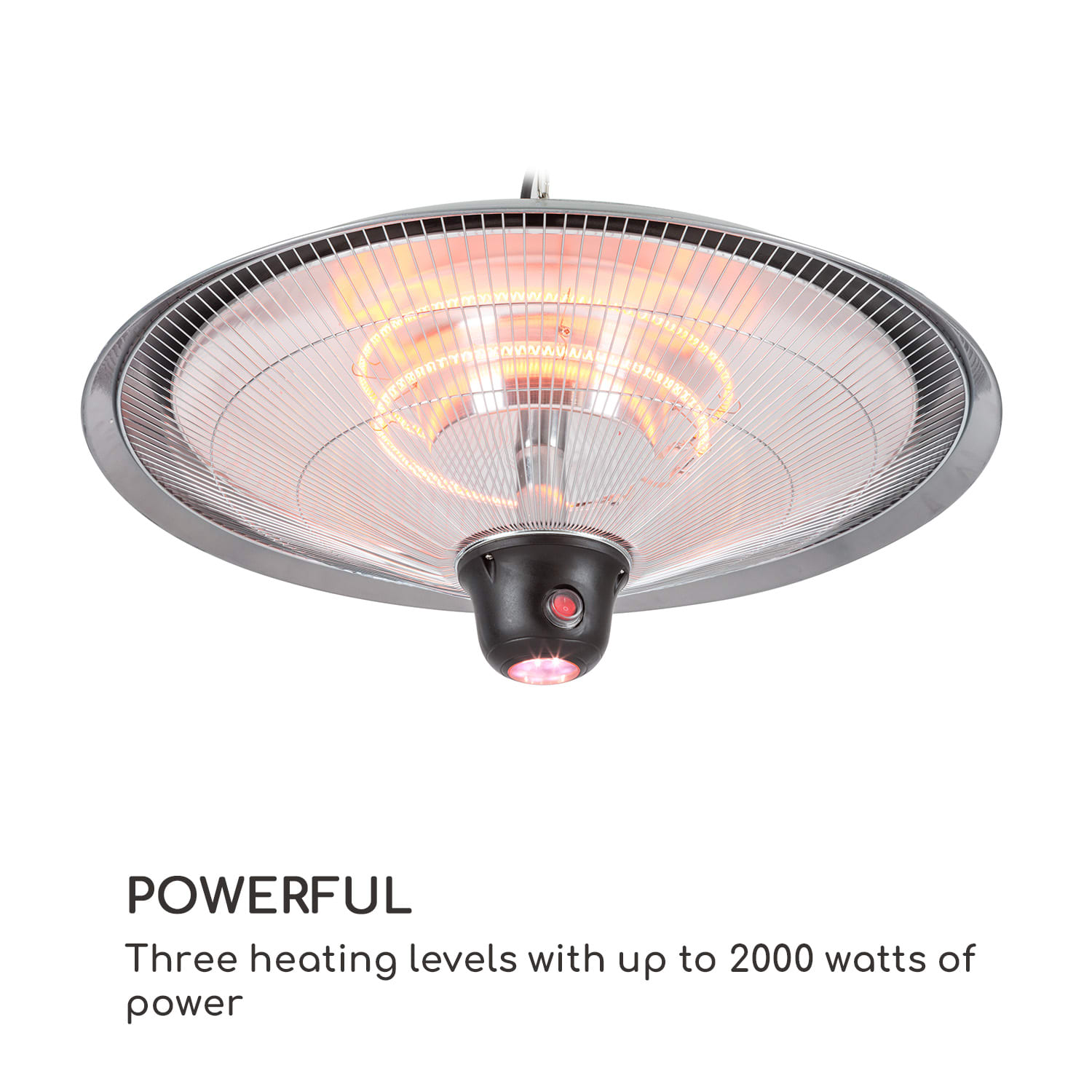 Heizsporn, stropný ohrievač, 60,5 cm (Ø), LED lampa, diaľkové ovládanie 