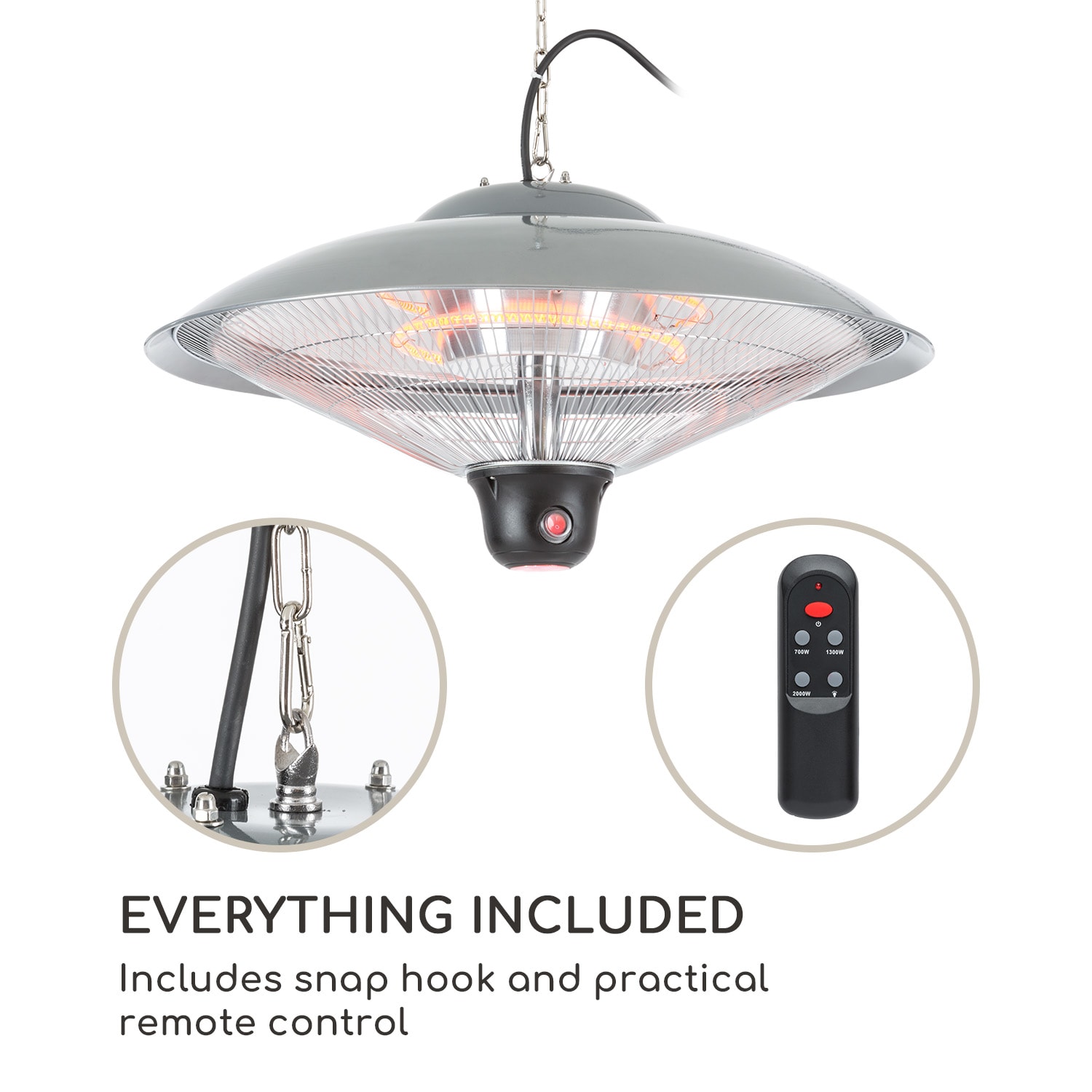 Heizsporn Estufa exterior de techo 60,5 cm (Ø) Lámpara led Mando a distancia 