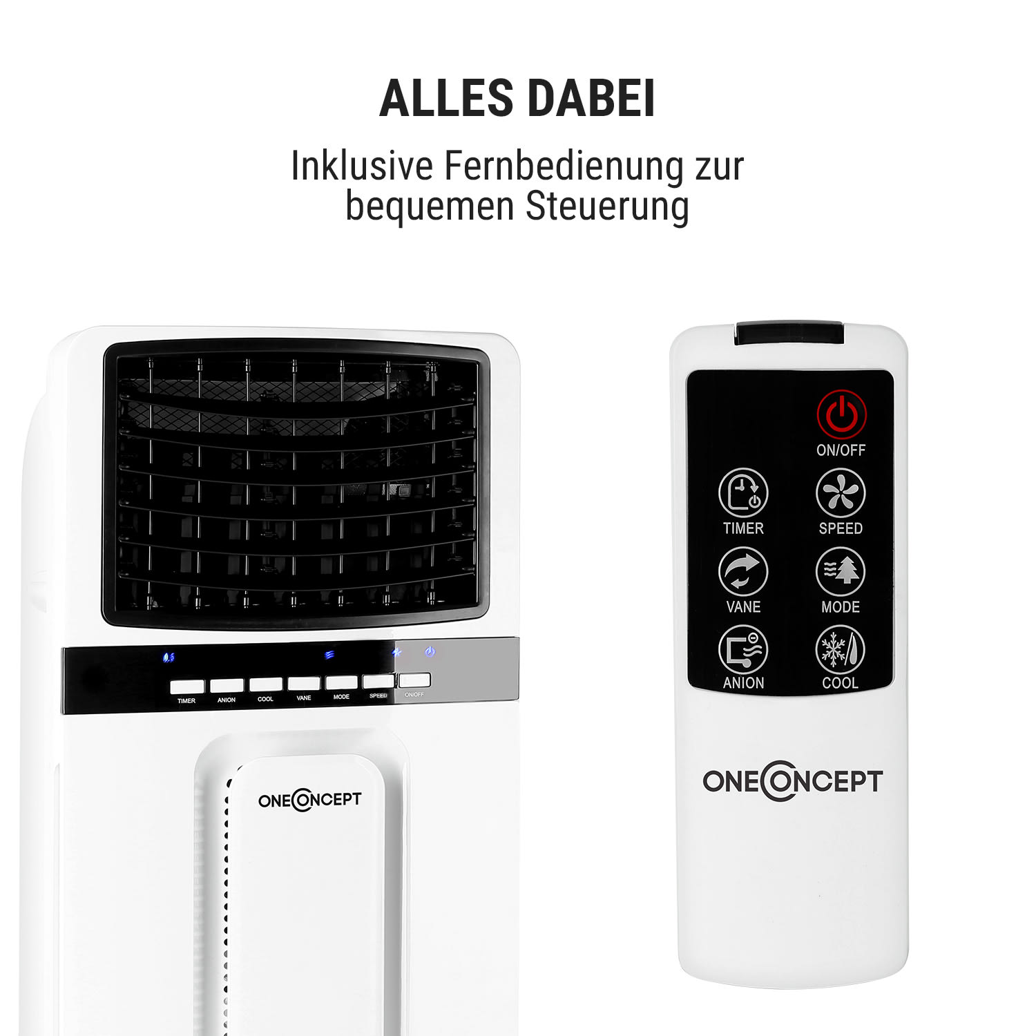 Baltic Blue 3-in-1 Luftkühler 360 m³/h 65 W 6 Ltr Fernbedienung mobil 