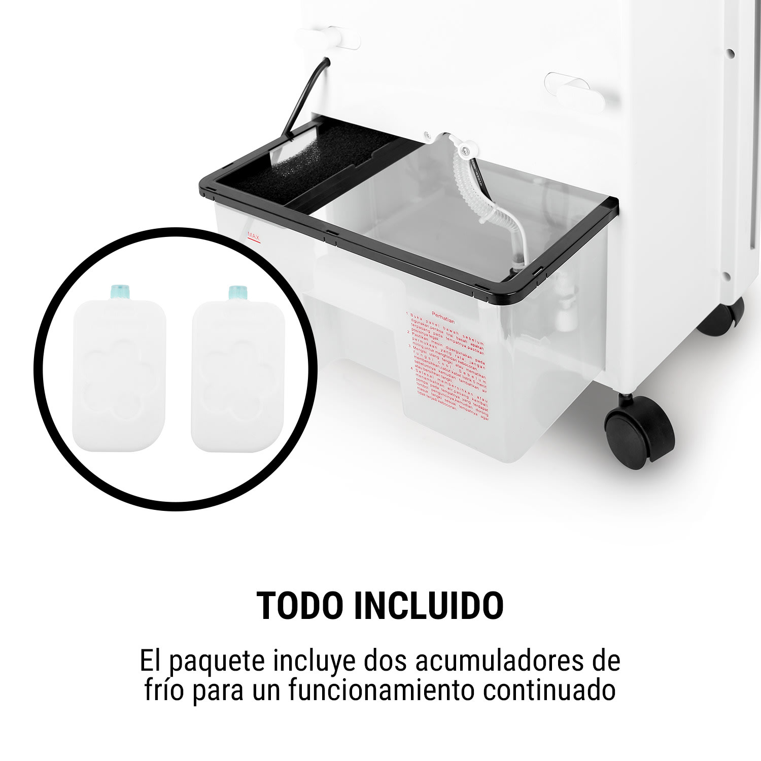 Baltic Blue Climatizador evaporativo y ventilador de 65 W, 360 m³/h, mando a distancia 