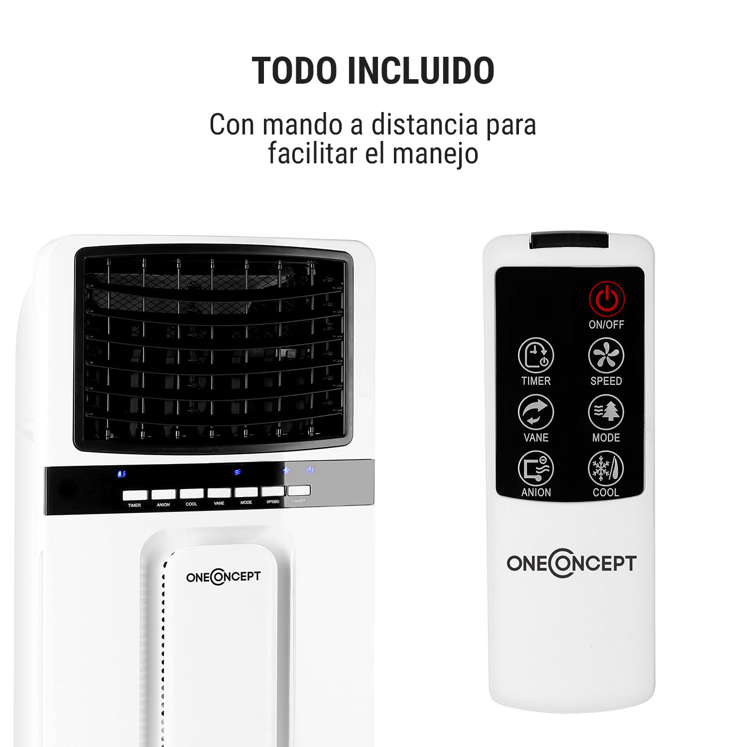 Baltic Blue Climatizador evaporativo y ventilador de 65 W, 360 m³/h, mando a distancia 